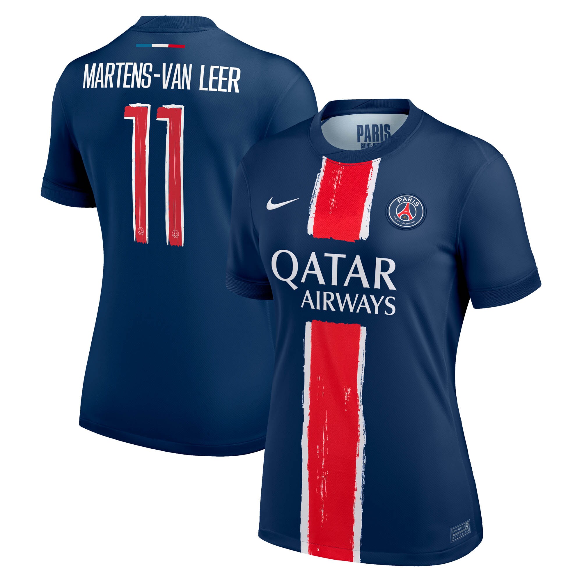 maillot domicile stadium psg nike 2425 – femme avec flocage martens-van leer 11 Série | Maillots et Vêtements PSG Exclusifs sur PSG Shop