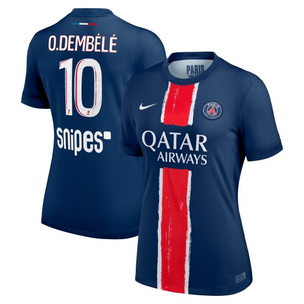 maillot domicile stadium psg nike 2425 – femme avec flocage o.dembele 10 Série | Maillots et Vêtements PSG Exclusifs sur PSG Shop