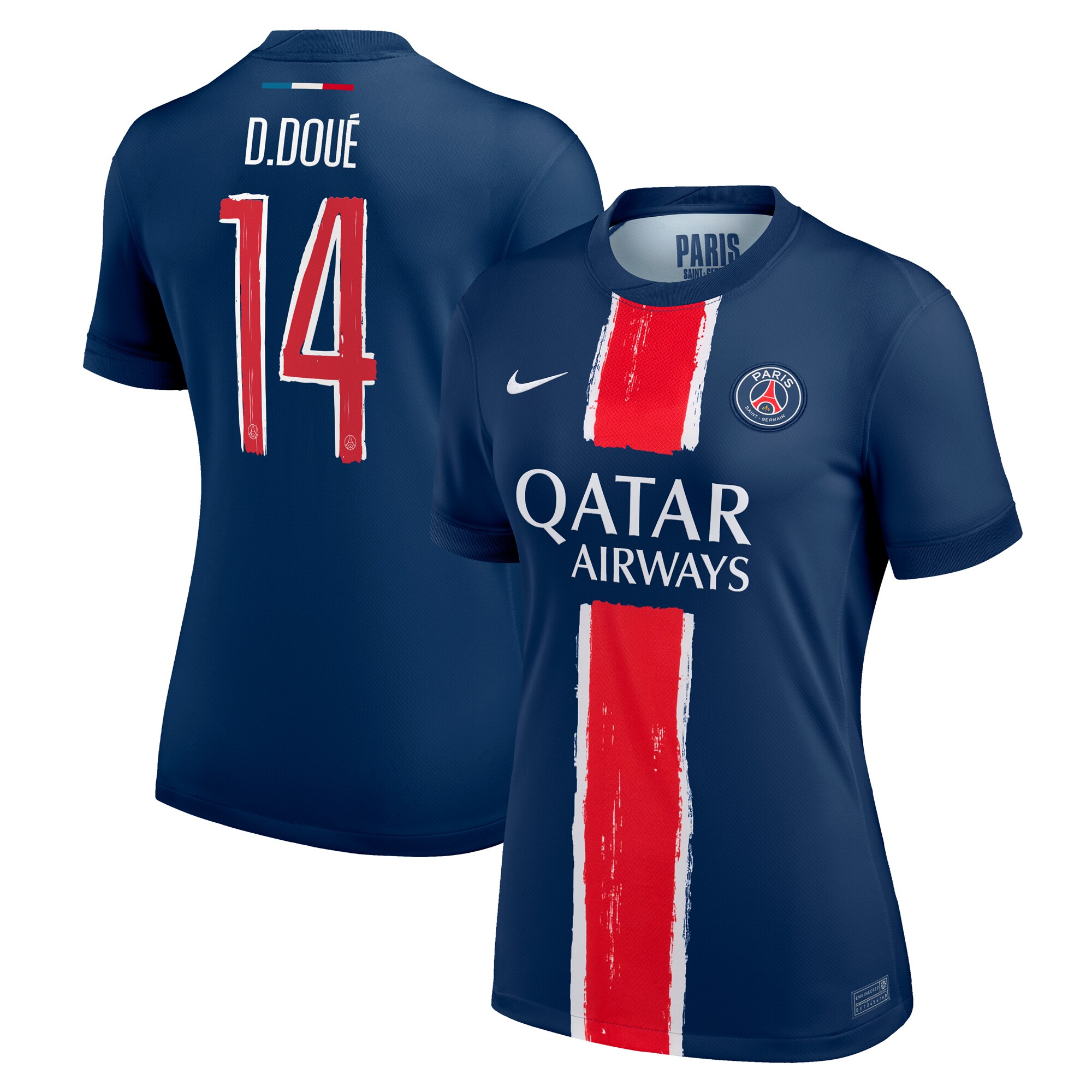 maillot domicile stadium psg nike 2425 – femme – flocage coupe d.doue 14 Série | Maillots et Vêtements PSG Exclusifs sur PSG Shop