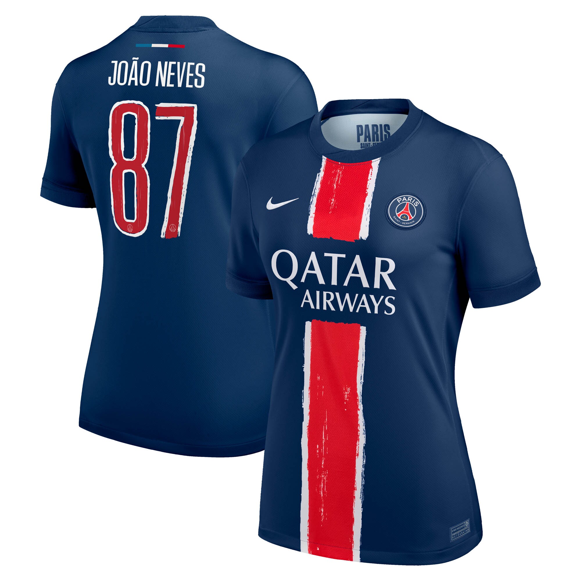 maillot domicile stadium psg nike 2425 – femme – flocage coupe joao neves 87 Série | Maillots et Vêtements PSG Exclusifs sur PSG Shop