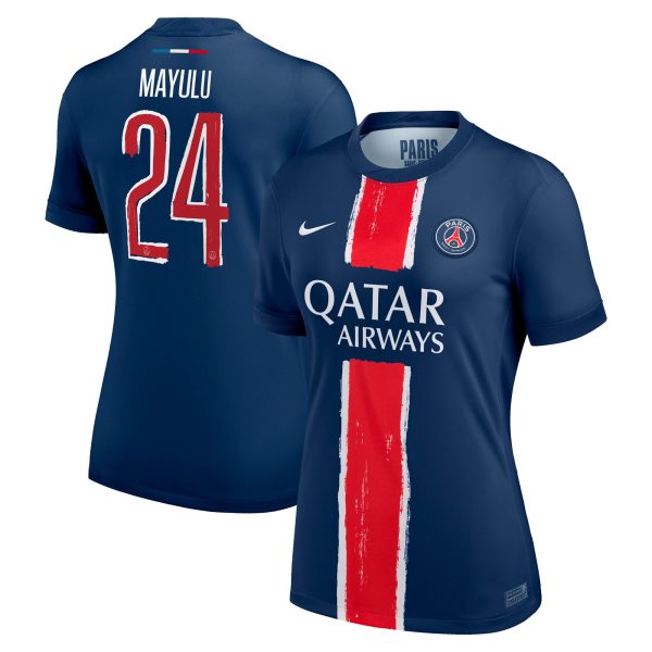 maillot domicile stadium psg nike 2425 – femme – flocage coupe mayulu 24 Série | Maillots et Vêtements PSG Exclusifs sur PSG Shop