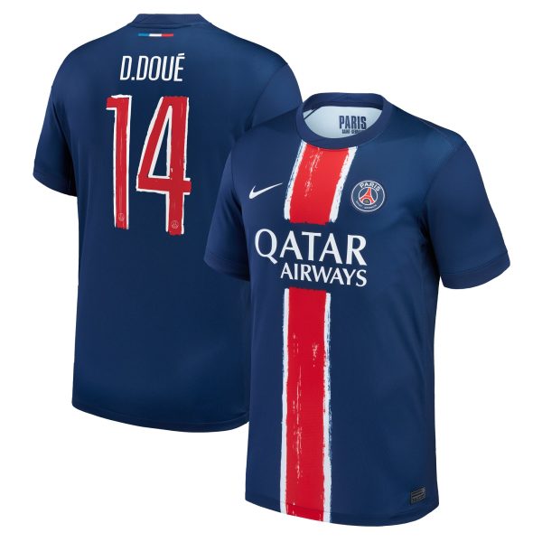 maillot domicile stadium psg nike 2425 – flocage coupe d.doue 14 Série | Maillots et Vêtements PSG Exclusifs sur PSG Shop
