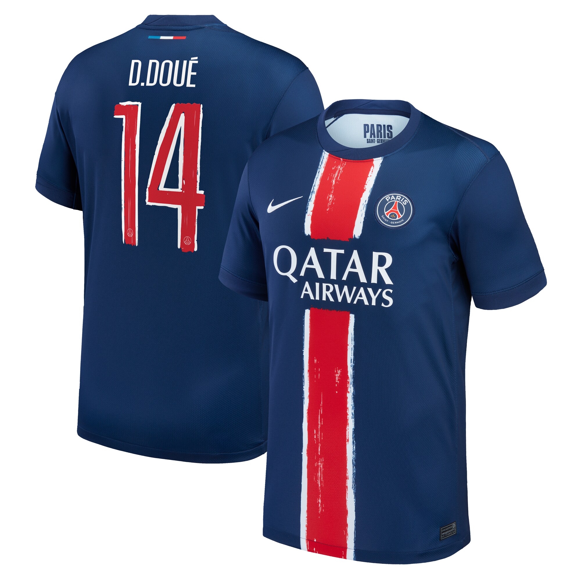 maillot domicile stadium psg nike 2425 – flocage coupe d.doue 14 Série | Maillots et Vêtements PSG Exclusifs sur PSG Shop