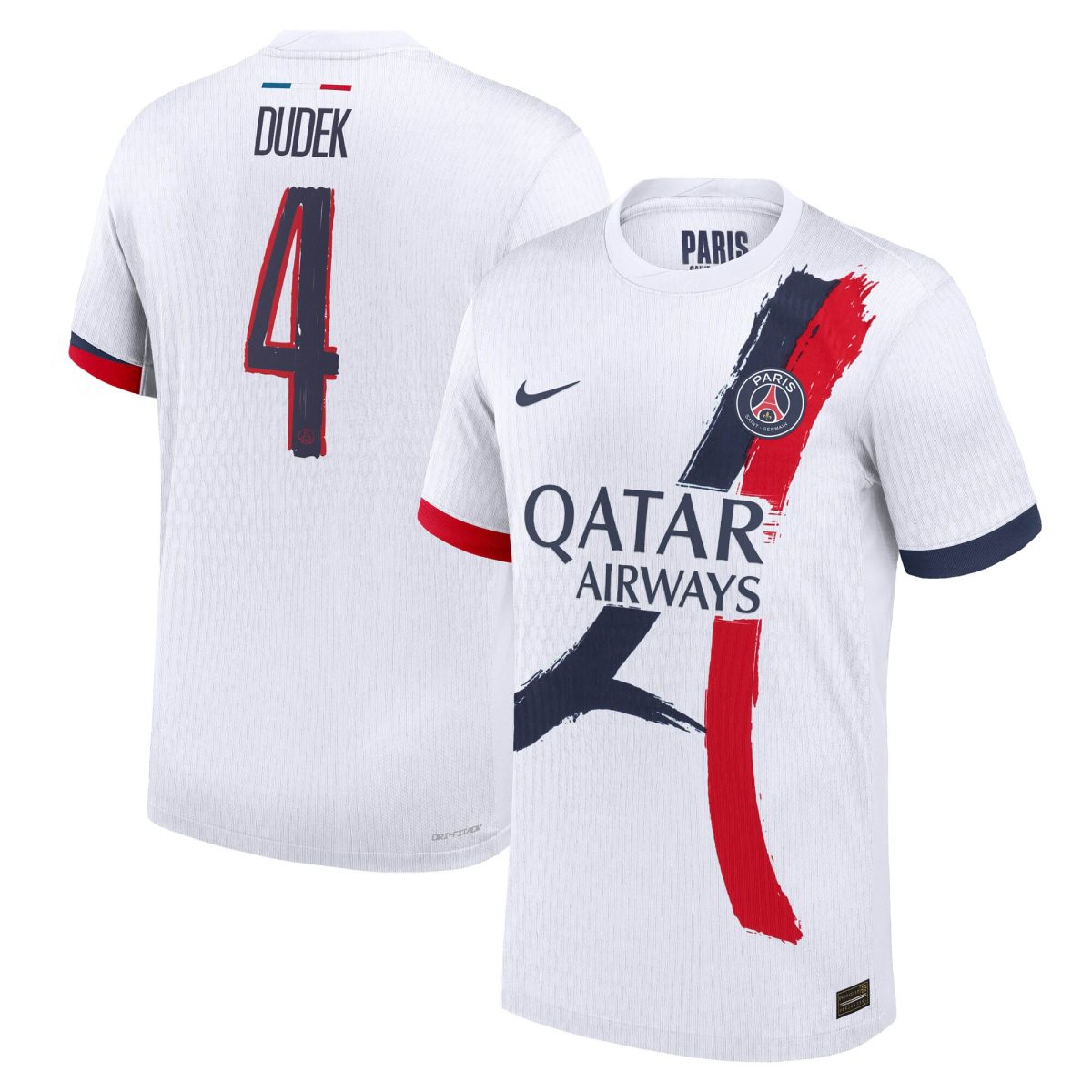 maillot exterieur match psg nike dri-fit adv 2425 avec flocage dudek 4 Série | Maillots et Vêtements PSG Exclusifs sur PSG Shop