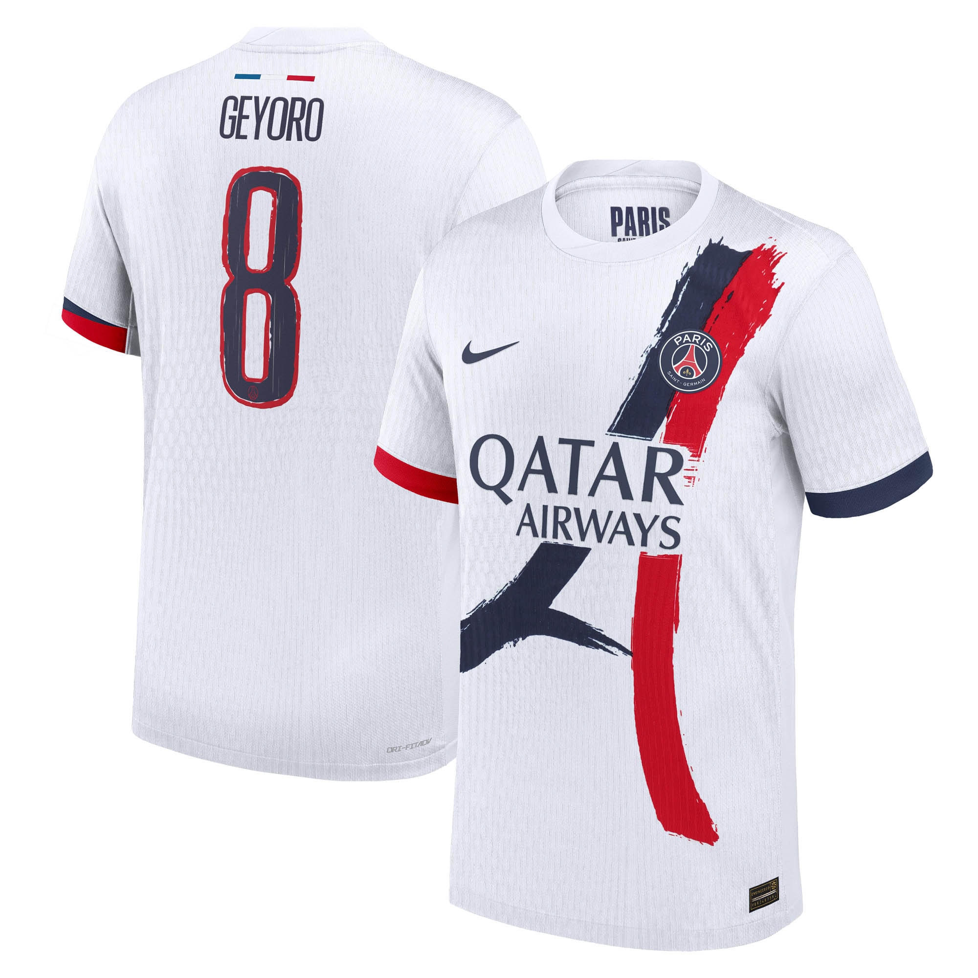 maillot exterieur match psg nike dri-fit adv 2425 avec flocage geyoro 8 Série | Maillots et Vêtements PSG Exclusifs sur PSG Shop