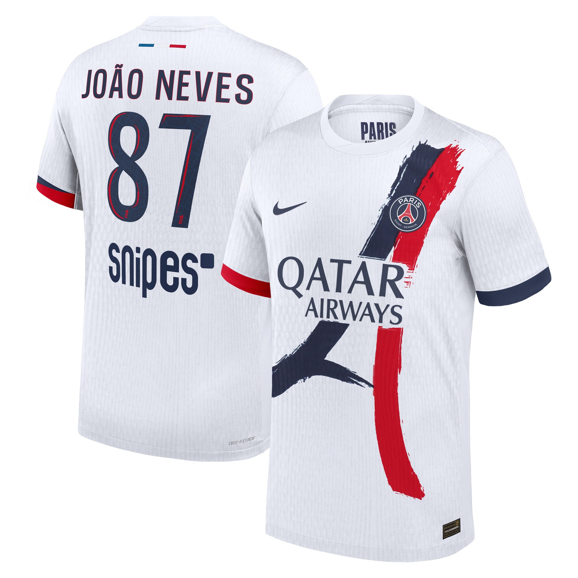 maillot exterieur match psg nike dri-fit adv 2425 avec flocage joao neves 87 Série | Maillots et Vêtements PSG Exclusifs sur PSG Shop