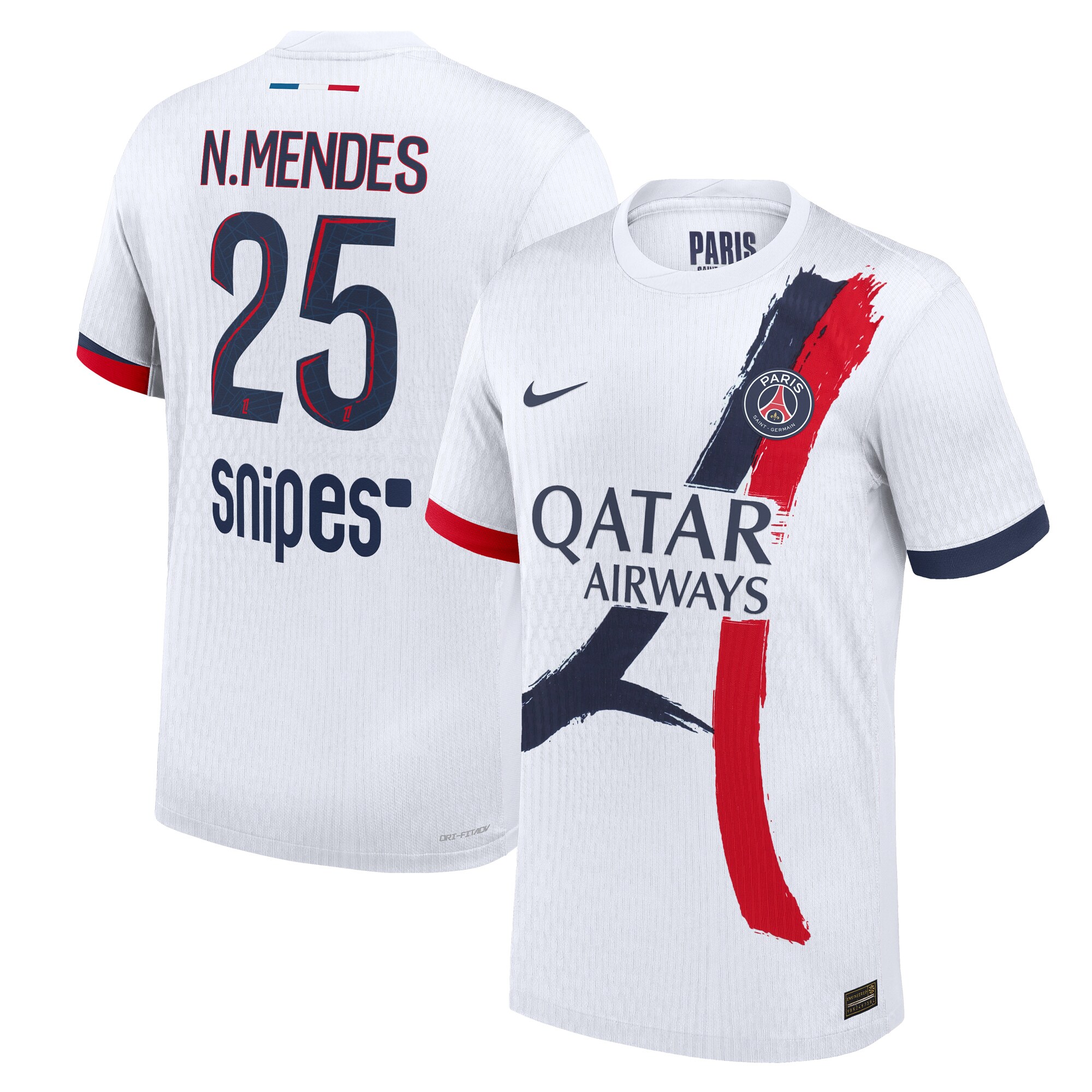 maillot exterieur match psg nike dri-fit adv 2425 avec flocage n.mendes 25 Série | Maillots et Vêtements PSG Exclusifs sur PSG Shop