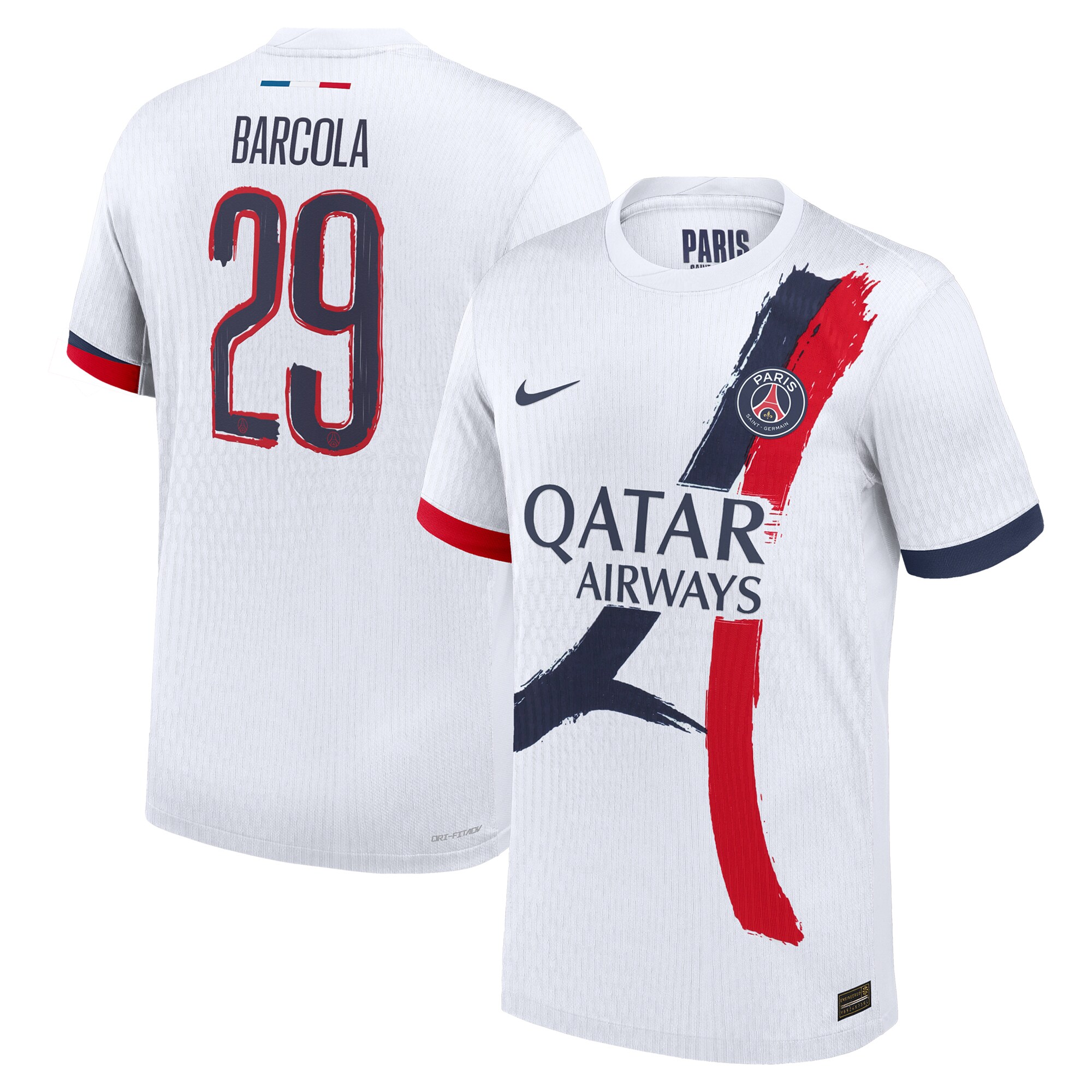 maillot exterieur match psg nike dri-fit adv 2425 – flocage coupe barcola 29 Série | Maillots et Vêtements PSG Exclusifs sur PSG Shop