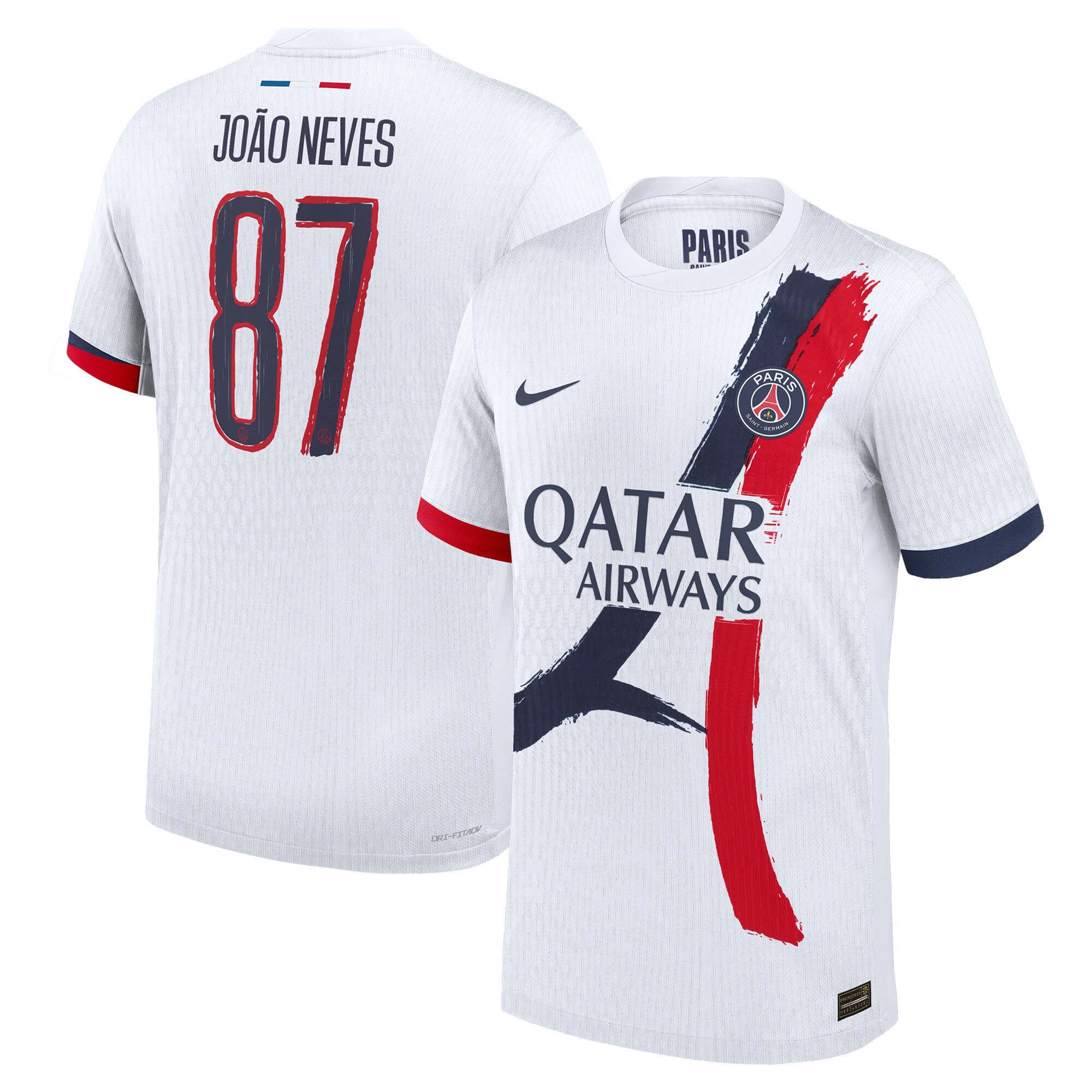 maillot exterieur match psg nike dri-fit adv 2425 – flocage coupe joao neves 87 Série | Maillots et Vêtements PSG Exclusifs sur PSG Shop