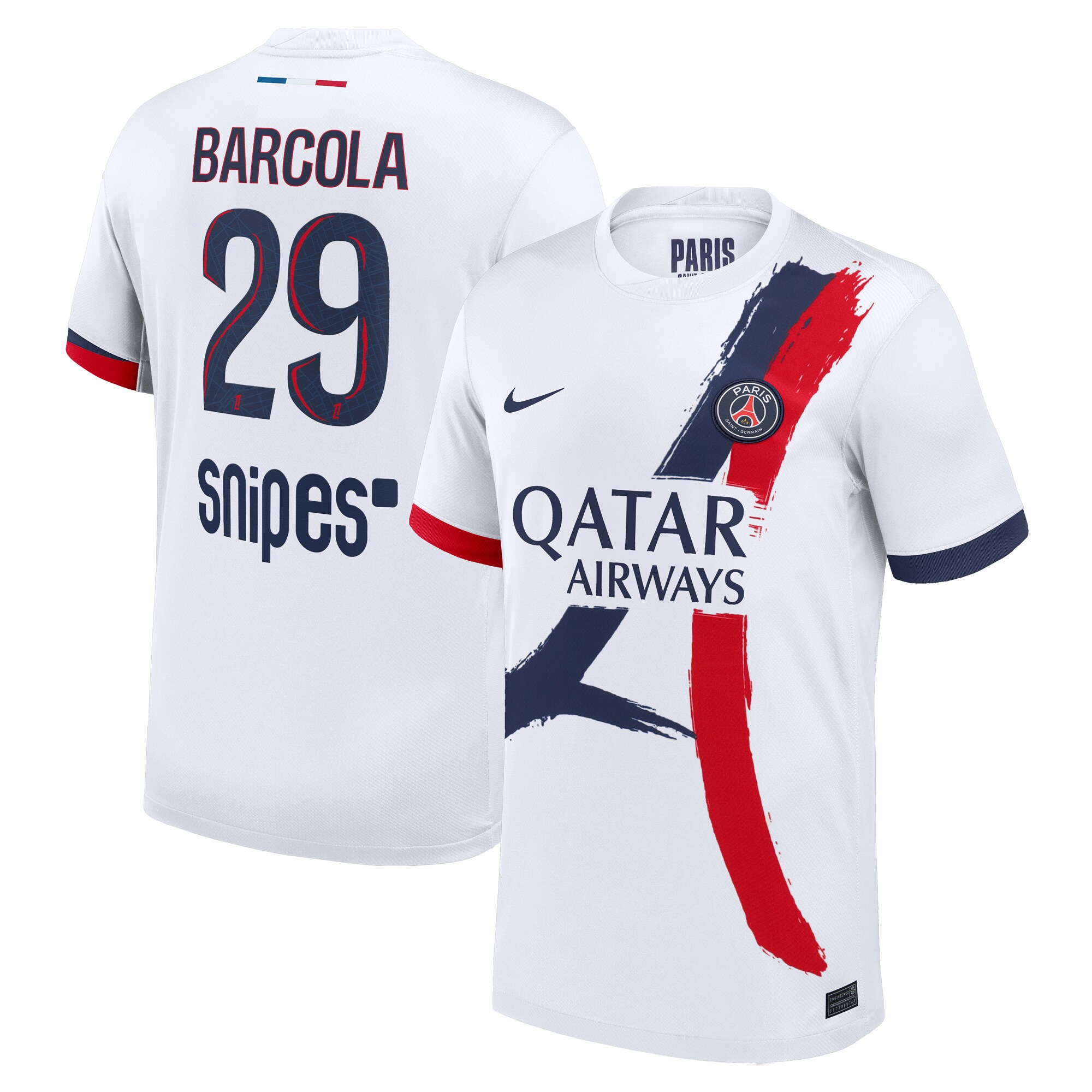 maillot exterieur stadium psg nike 2425 avec flocage barcola 29 Série | Maillots et Vêtements PSG Exclusifs sur PSG Shop