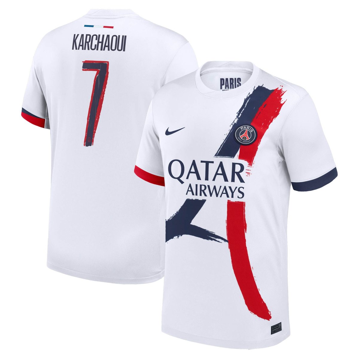 maillot exterieur stadium psg nike 2425 avec flocage karchaoui 7 Série | Maillots et Vêtements PSG Exclusifs sur PSG Shop