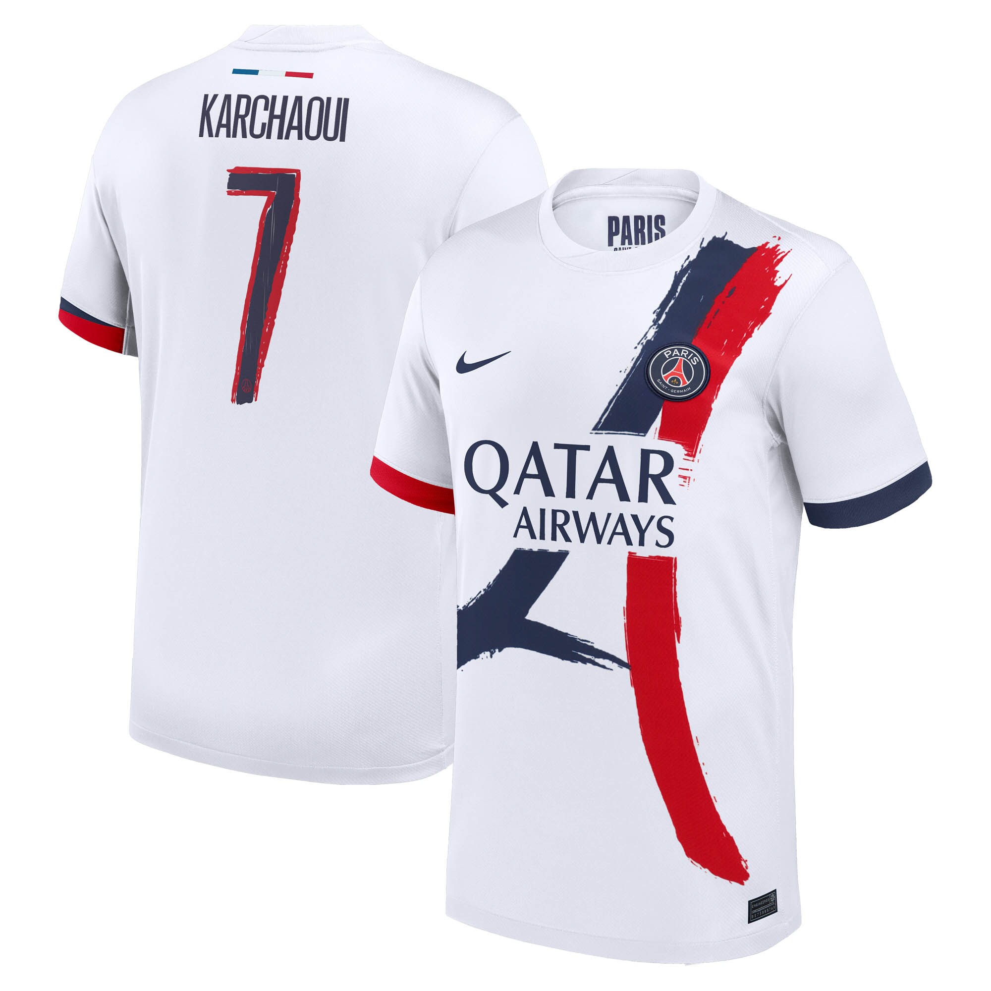 maillot exterieur stadium psg nike 2425 avec flocage karchaoui 7 Série | Maillots et Vêtements PSG Exclusifs sur PSG Shop