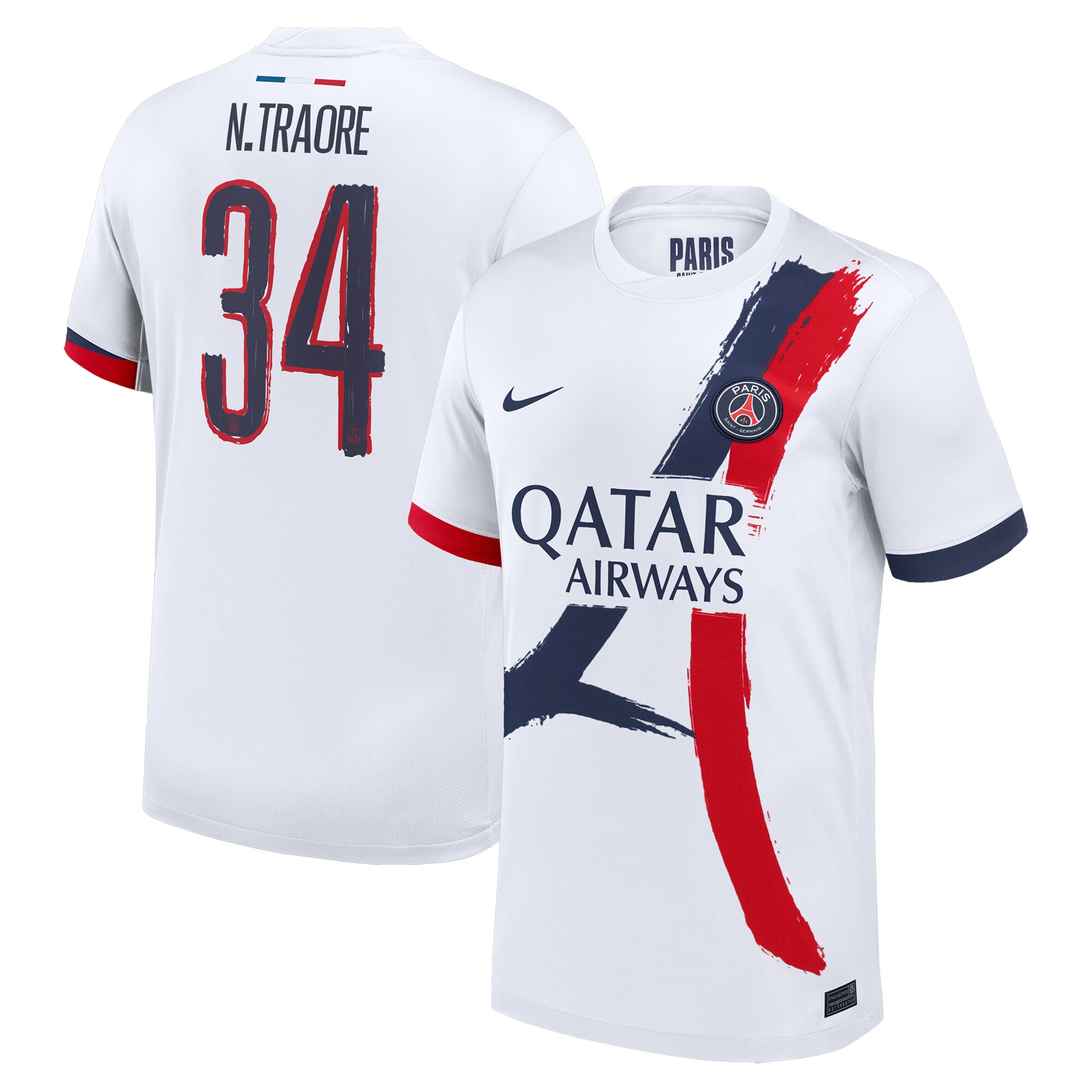 maillot exterieur stadium psg nike 2425 avec flocage n.traore 34 Série | Maillots et Vêtements PSG Exclusifs sur PSG Shop