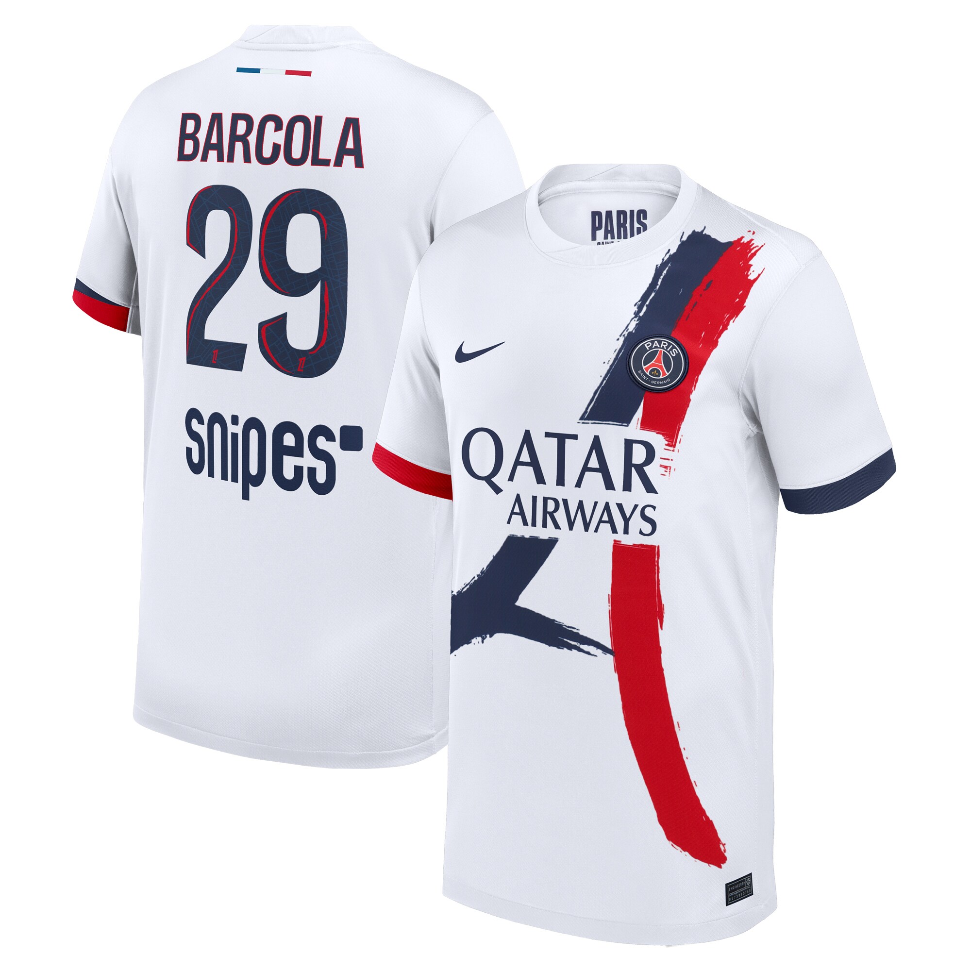 maillot exterieur stadium psg nike 2425 – enfant avec flocage barcola 29 Série | Maillots et Vêtements PSG Exclusifs sur PSG Shop
