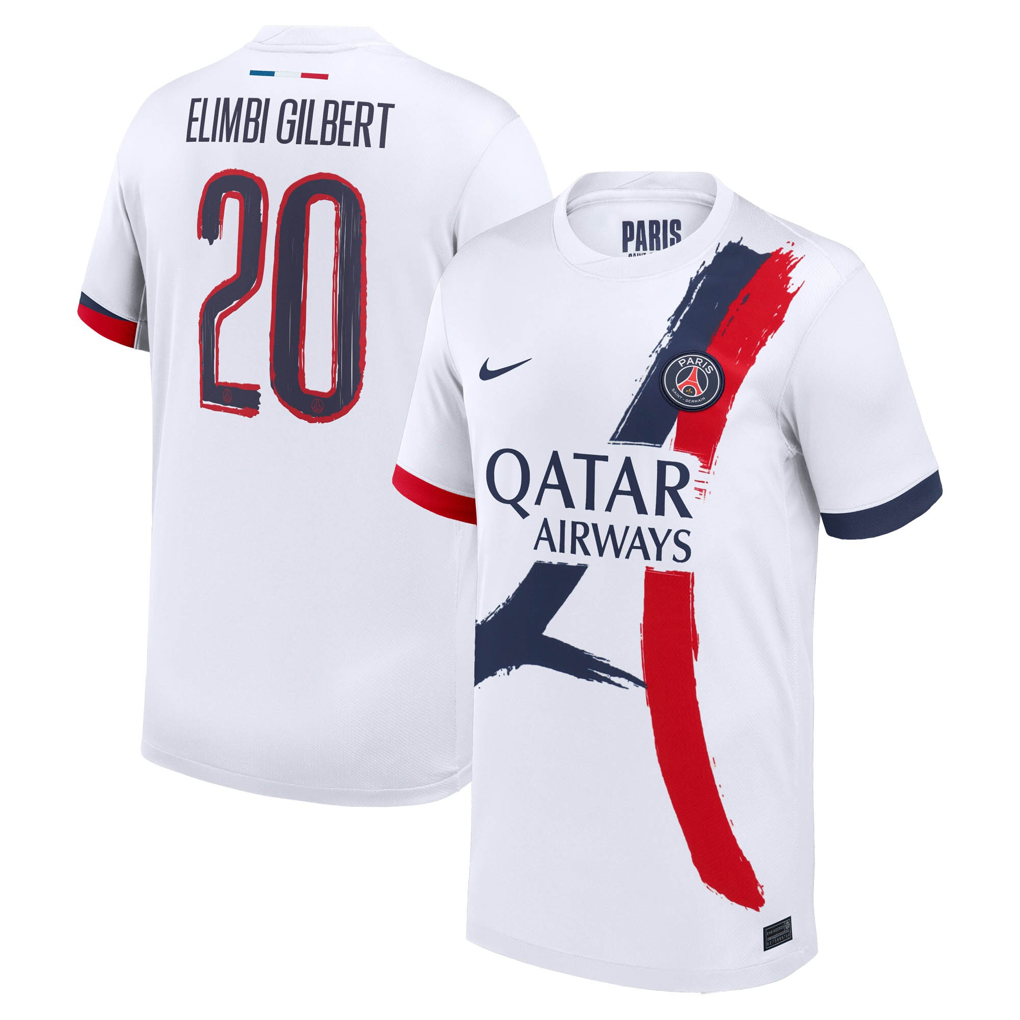 maillot exterieur stadium psg nike 2425 – enfant avec flocage elimbi gilbert 20 Série | Maillots et Vêtements PSG Exclusifs sur PSG Shop