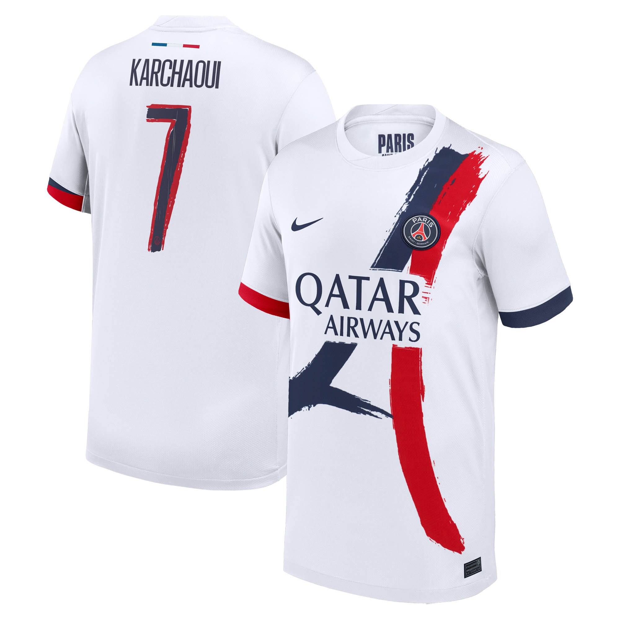 maillot exterieur stadium psg nike 2425 – enfant avec flocage karchaoui 7 Série | Maillots et Vêtements PSG Exclusifs sur PSG Shop