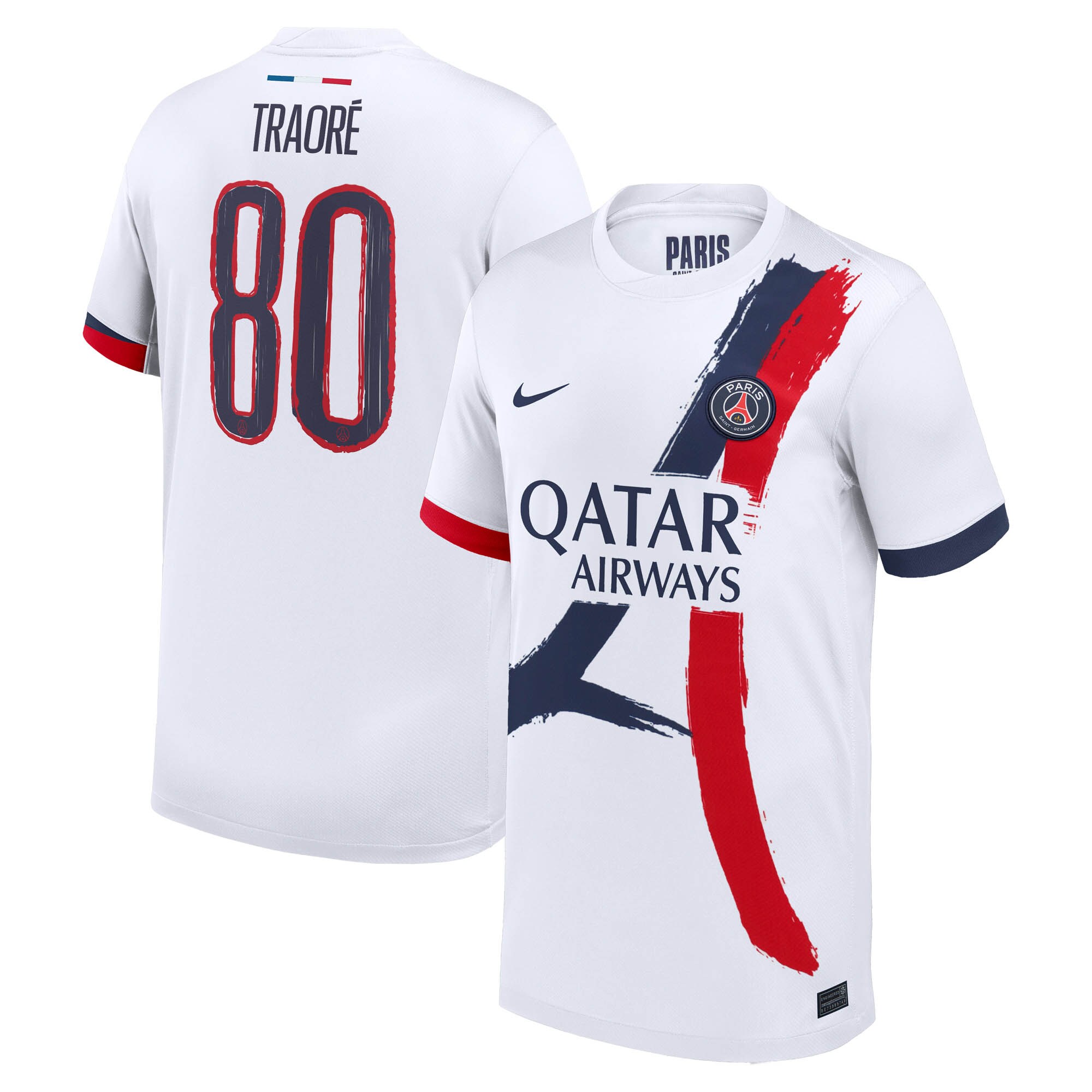 maillot exterieur stadium psg nike 2425 – enfant avec flocage traore 80 Série | Maillots et Vêtements PSG Exclusifs sur PSG Shop