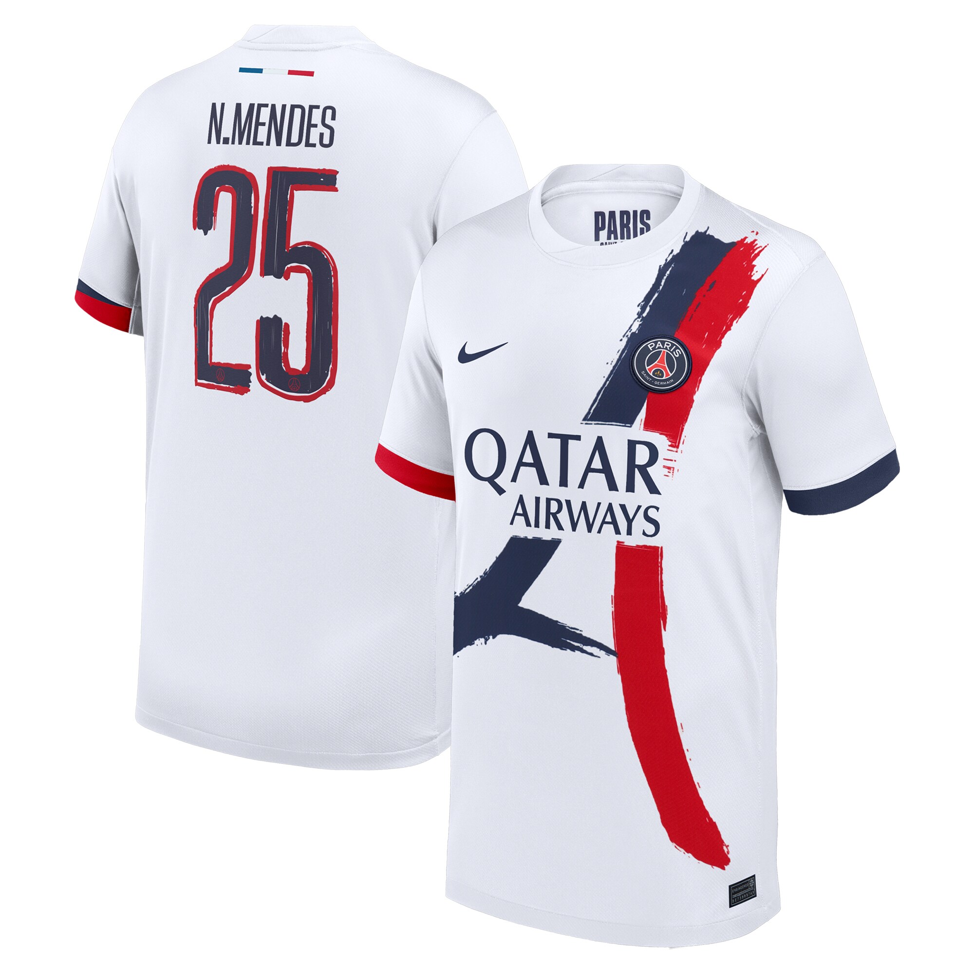 maillot exterieur stadium psg nike 2425 – enfant – flocage coupe n.mendes 25 Série | Maillots et Vêtements PSG Exclusifs sur PSG Shop