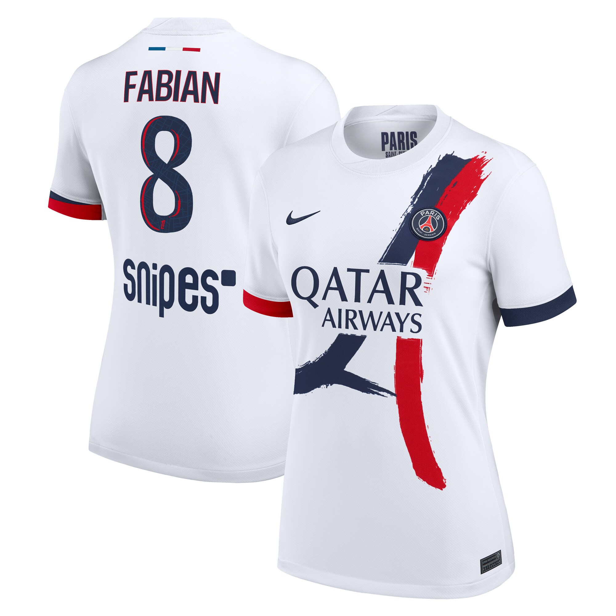 maillot exterieur stadium psg nike 2425 – femme avec flocage fabian 8 Série | Maillots et Vêtements PSG Exclusifs sur PSG Shop
