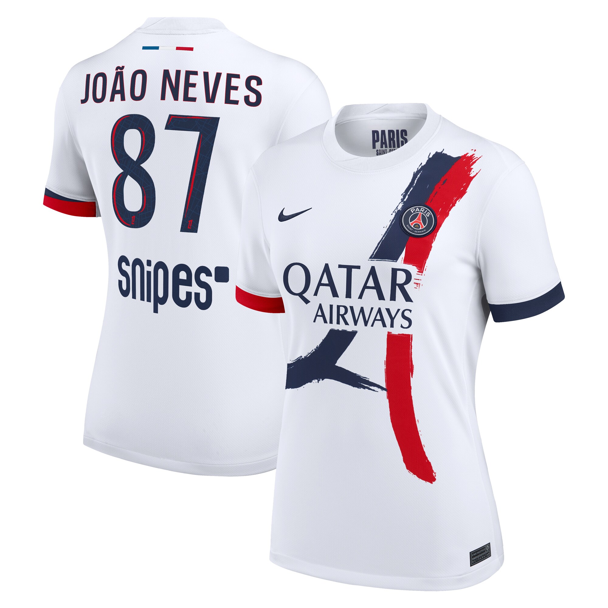 maillot exterieur stadium psg nike 2425 – femme avec flocage joao neves 87 Série | Maillots et Vêtements PSG Exclusifs sur PSG Shop