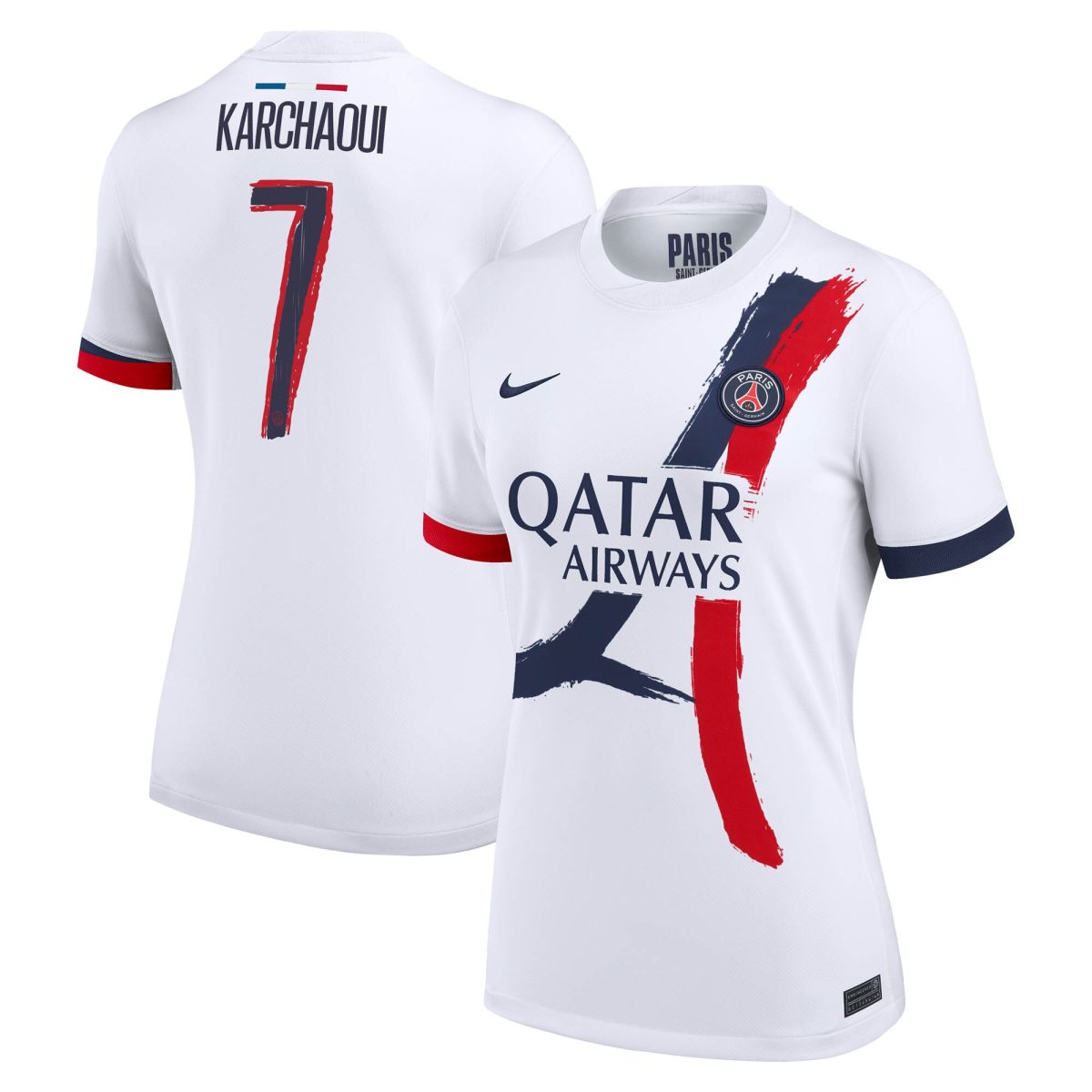 maillot exterieur stadium psg nike 2425 – femme avec flocage karchaoui 7 Série | Maillots et Vêtements PSG Exclusifs sur PSG Shop