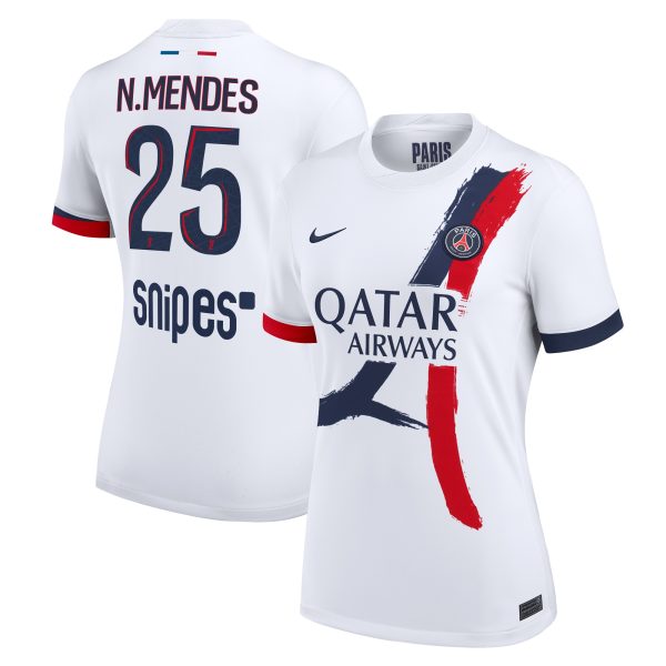 maillot exterieur stadium psg nike 2425 – femme avec flocage n.mendes 25 Série | Maillots et Vêtements PSG Exclusifs sur PSG Shop