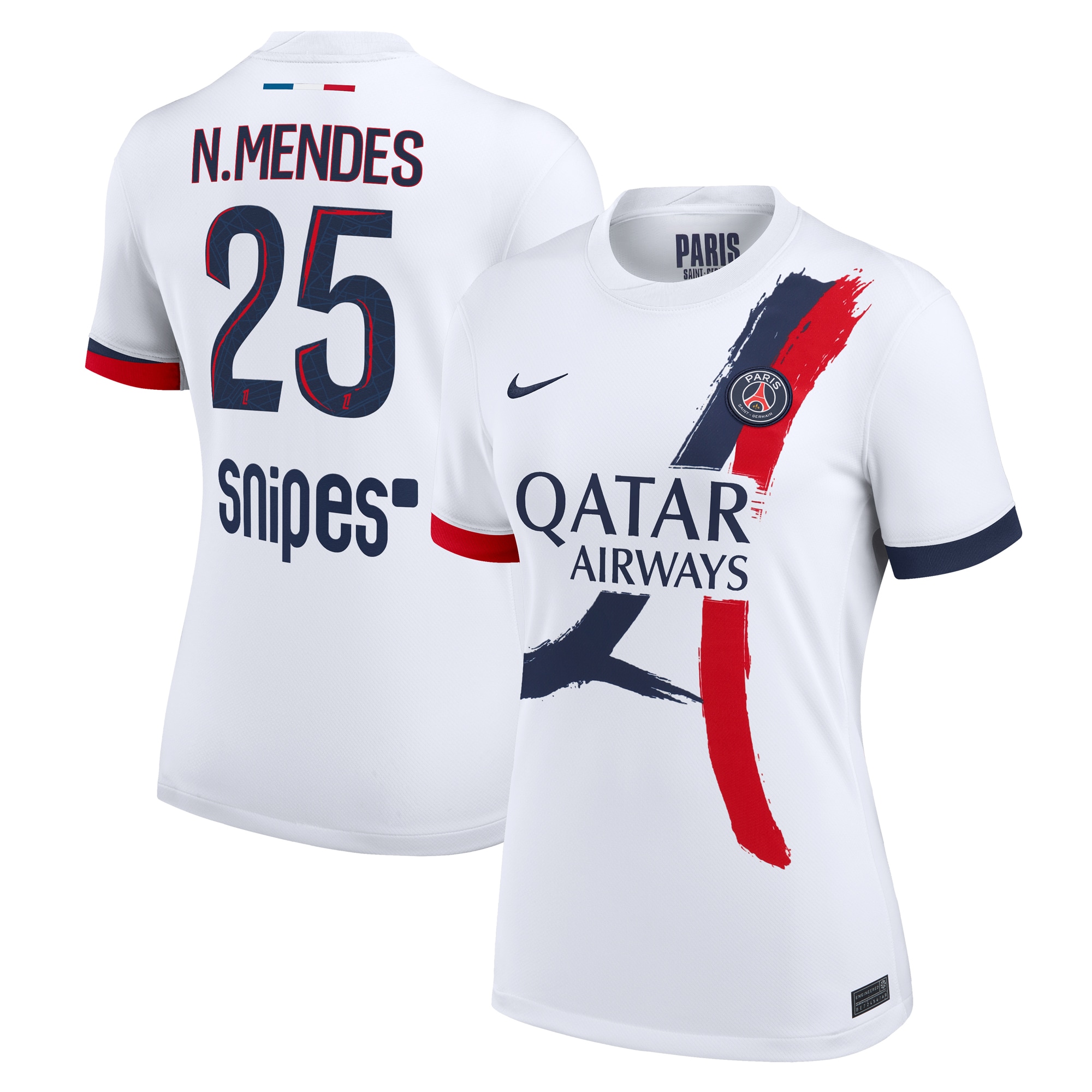 maillot exterieur stadium psg nike 2425 – femme avec flocage n.mendes 25 Série | Maillots et Vêtements PSG Exclusifs sur PSG Shop