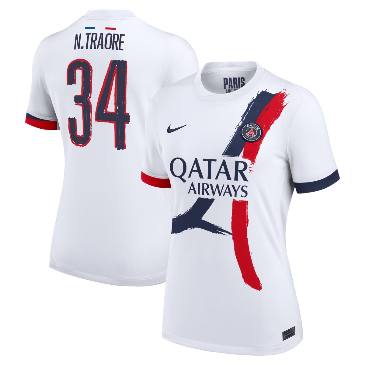 maillot exterieur stadium psg nike 2425 – femme avec flocage n.traore 34 Série | Maillots et Vêtements PSG Exclusifs sur PSG Shop