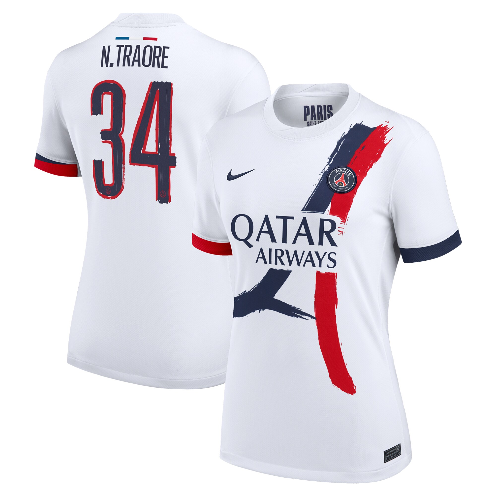 maillot exterieur stadium psg nike 2425 – femme avec flocage n.traore 34 Série | Maillots et Vêtements PSG Exclusifs sur PSG Shop