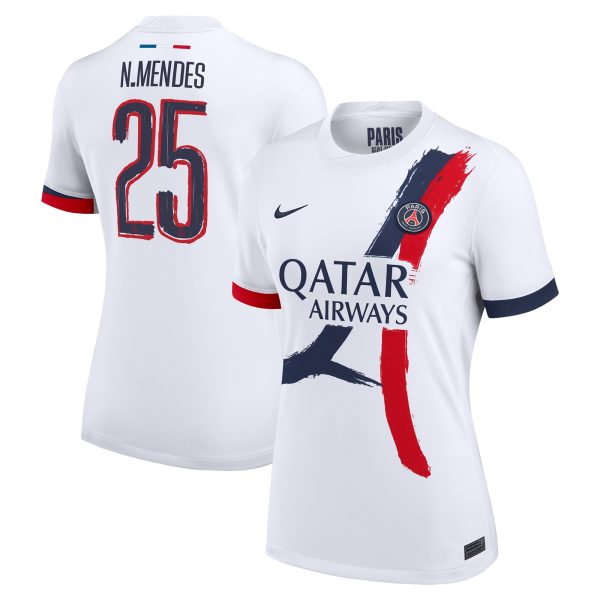 maillot exterieur stadium psg nike 2425 – femme – flocage coupe n.mendes 25 Série | Maillots et Vêtements PSG Exclusifs sur PSG Shop