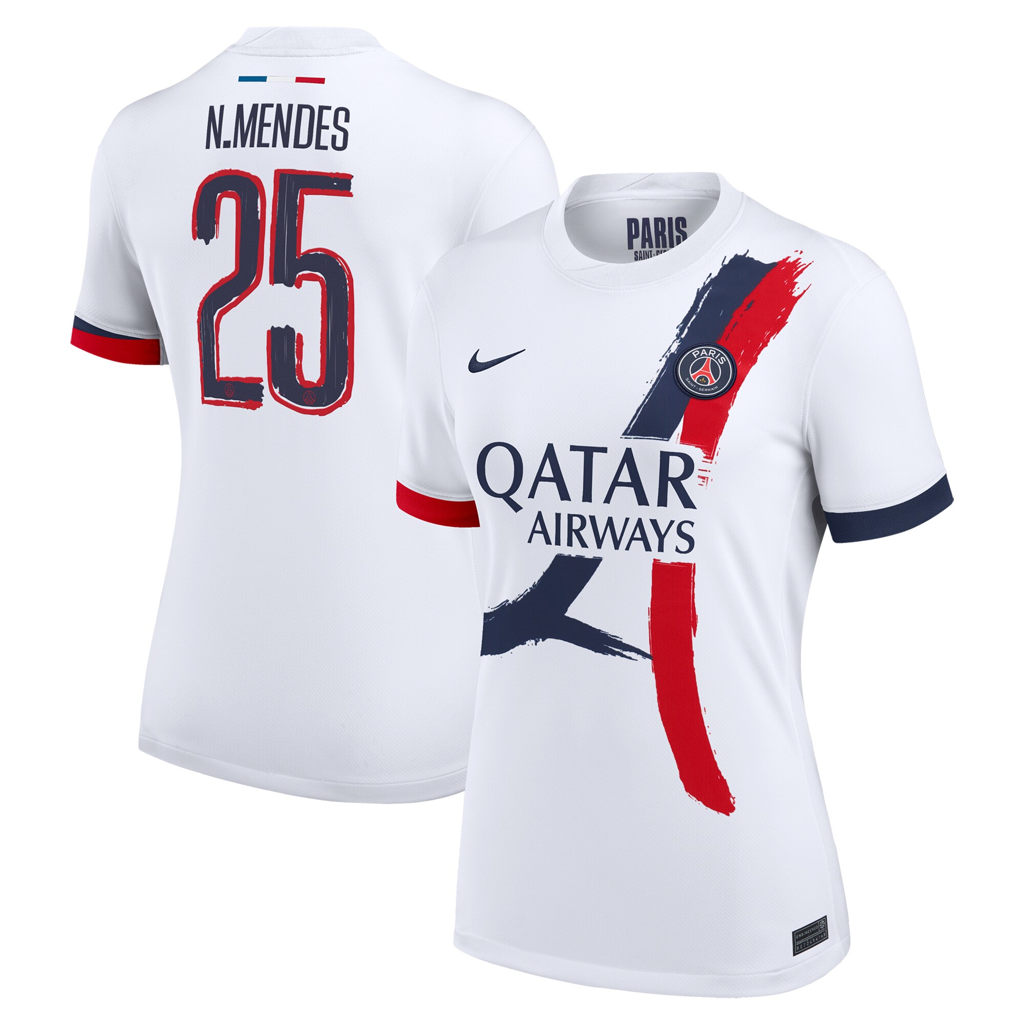 maillot exterieur stadium psg nike 2425 – femme – flocage coupe n.mendes 25 Série | Maillots et Vêtements PSG Exclusifs sur PSG Shop