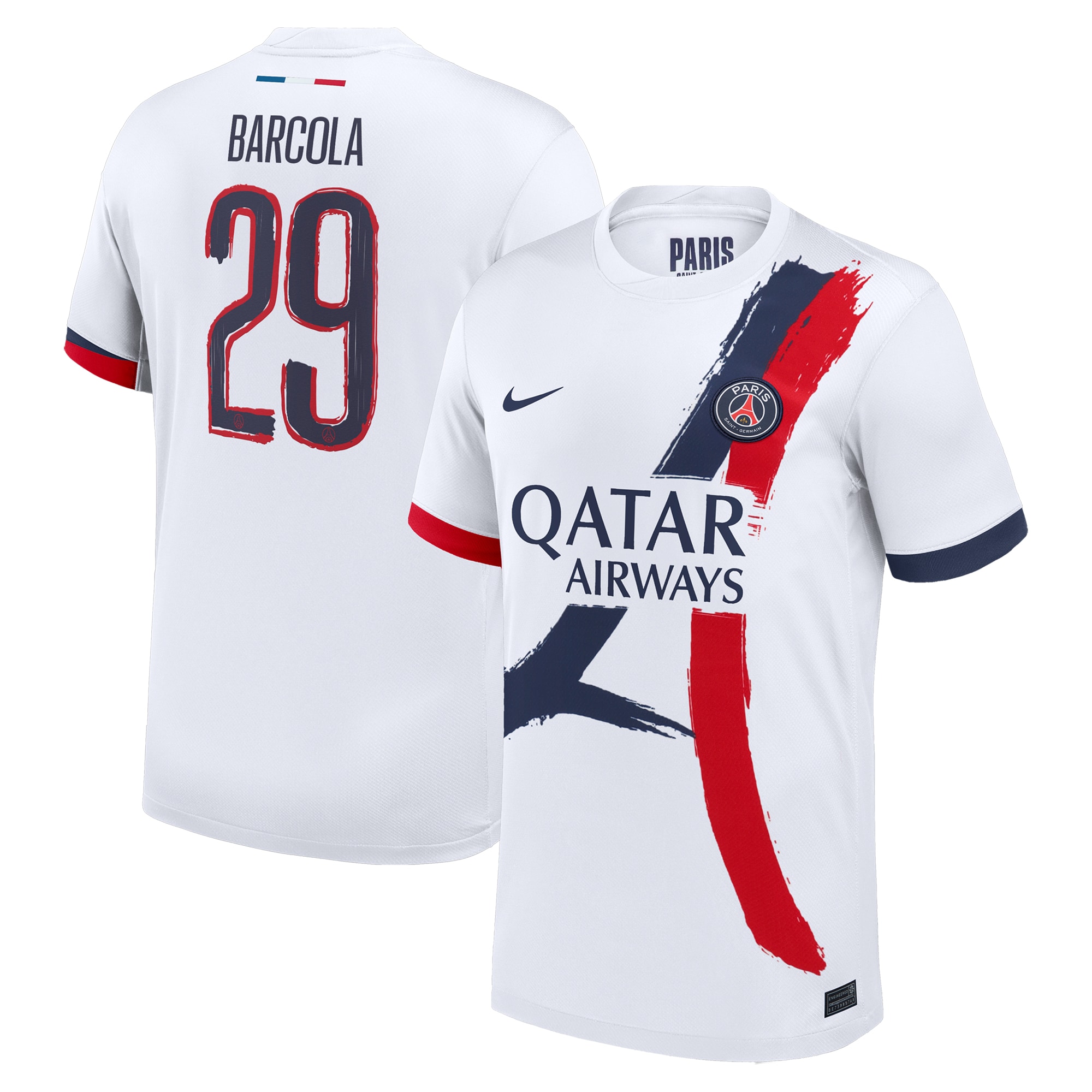 maillot exterieur stadium psg nike 2425 – flocage coupe barcola 29 Série | Maillots et Vêtements PSG Exclusifs sur PSG Shop