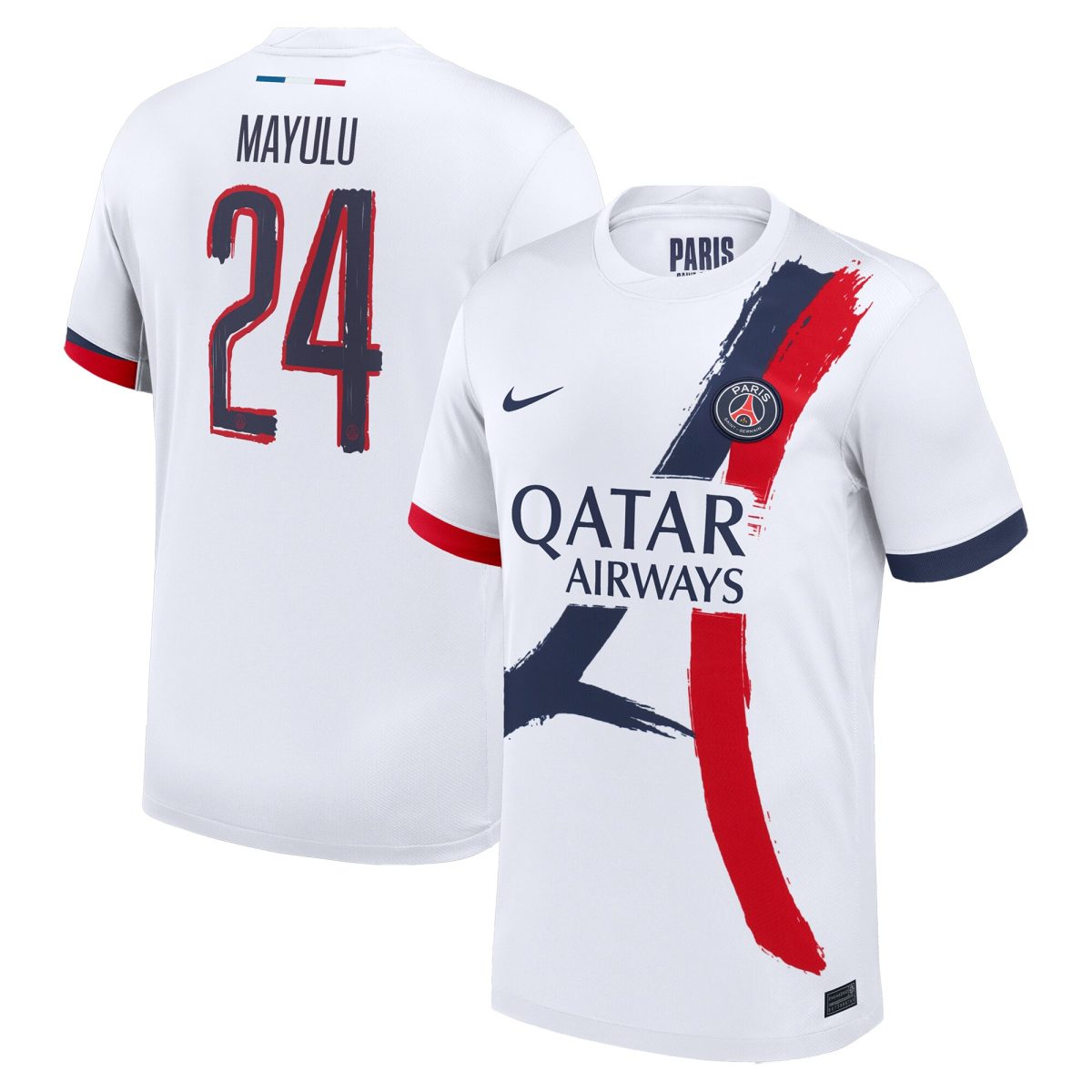 maillot exterieur stadium psg nike 2425 – flocage coupe mayulu 24 Série | Maillots et Vêtements PSG Exclusifs sur PSG Shop