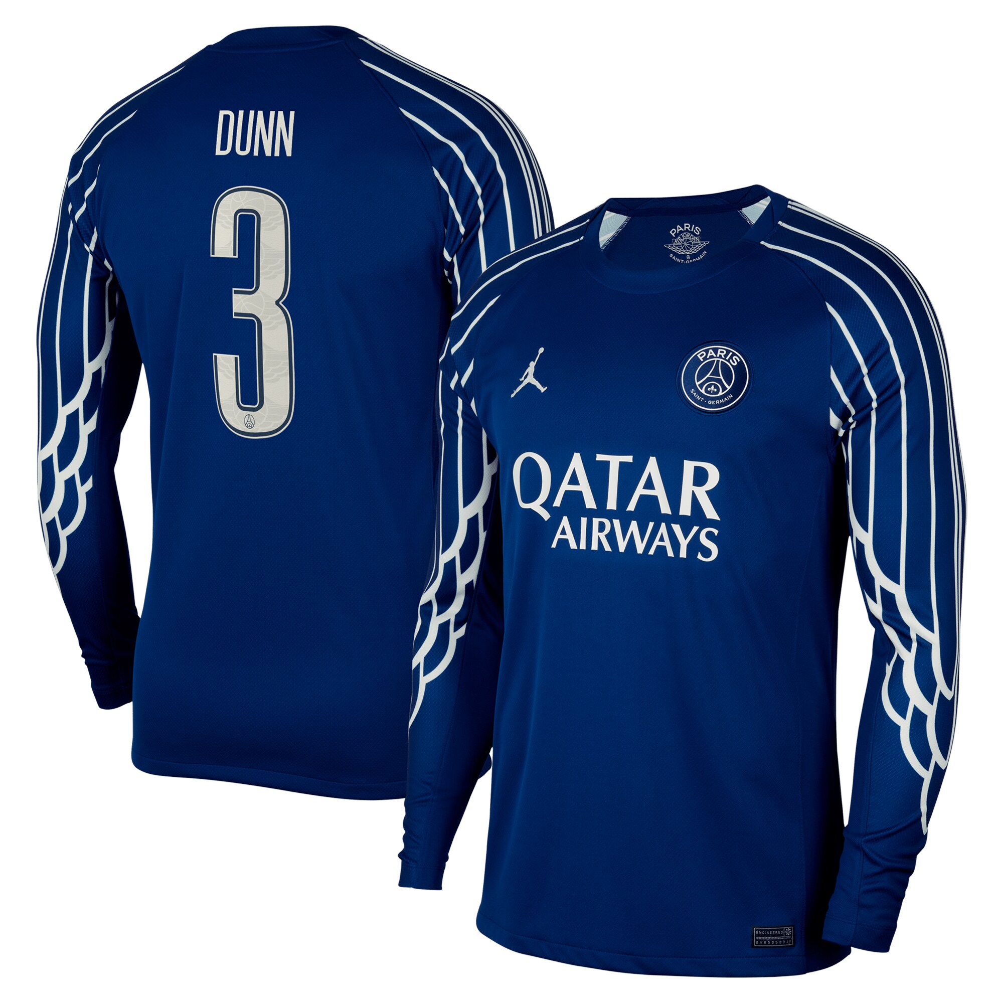 maillot fourth stadium psg jordan 2425 – manches longues avec flocage dunn 3 Série | Maillots et Vêtements PSG Exclusifs sur PSG Shop