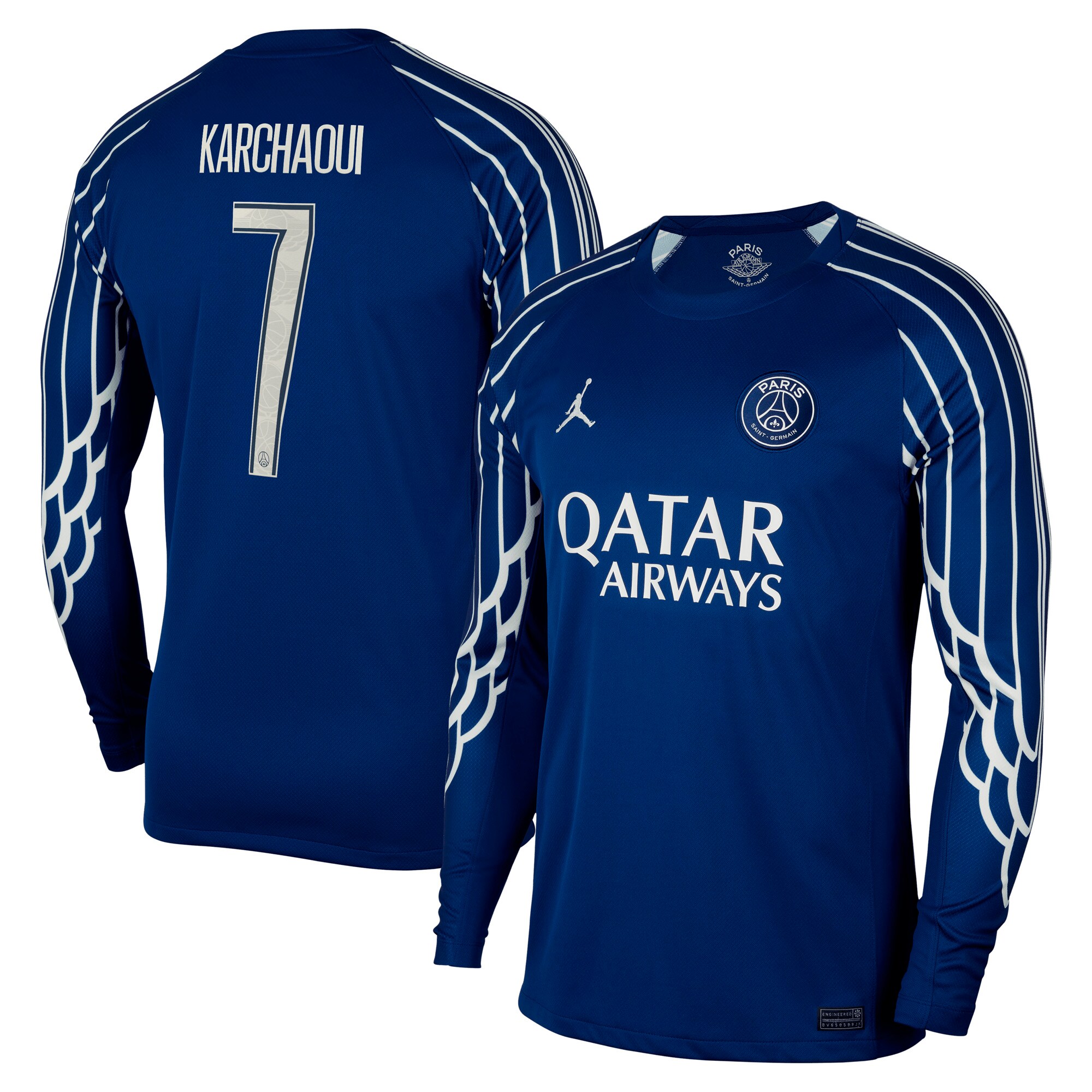 maillot fourth stadium psg jordan 2425 – manches longues avec flocage karchaoui 7 Série | Maillots et Vêtements PSG Exclusifs sur PSG Shop