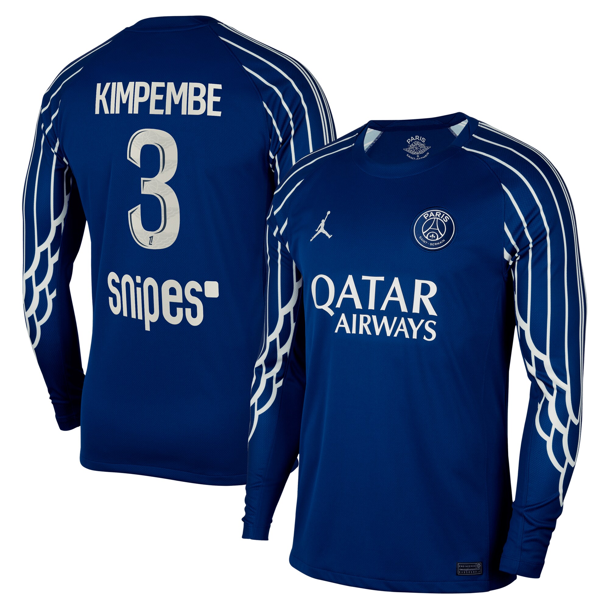 maillot fourth stadium psg jordan 2425 – manches longues avec flocage kimpembe 3 Série | Maillots et Vêtements PSG Exclusifs sur PSG Shop