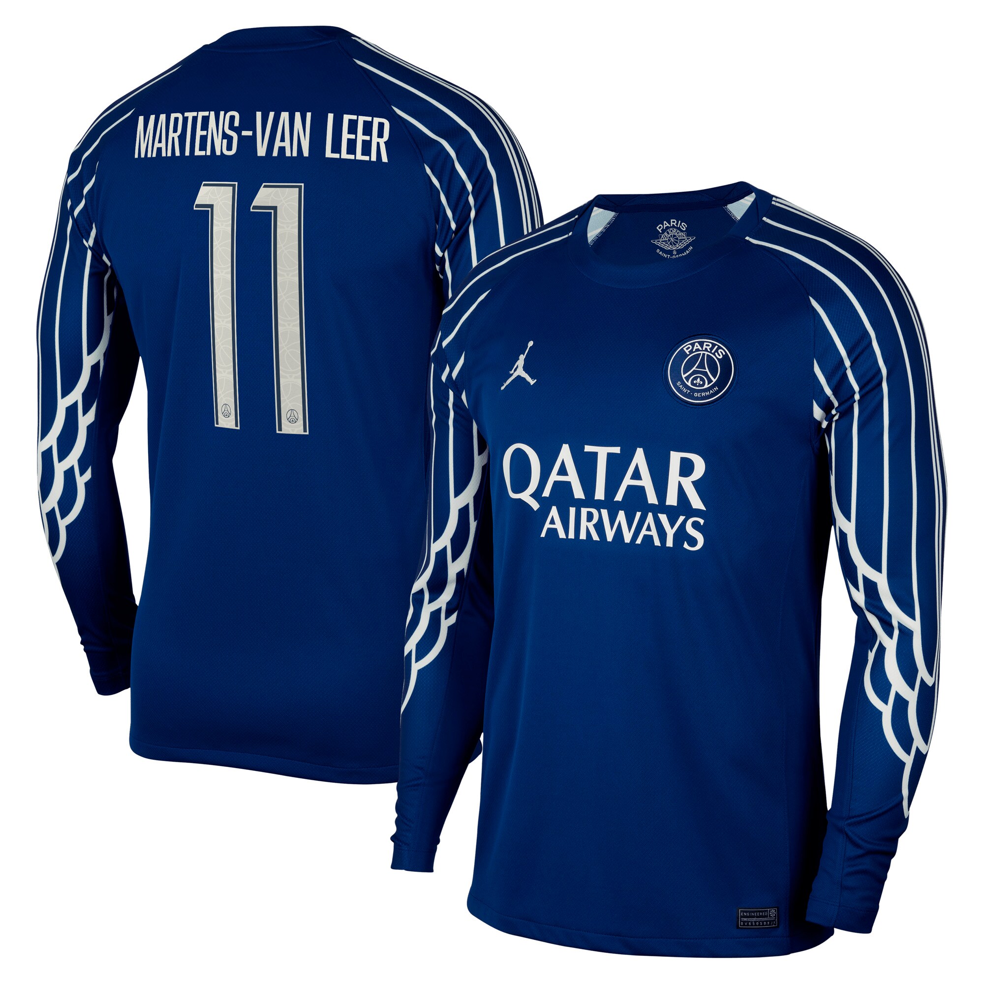 maillot fourth stadium psg jordan 2425 – manches longues avec flocage martens-van leer 11 Série | Maillots et Vêtements PSG Exclusifs sur PSG Shop