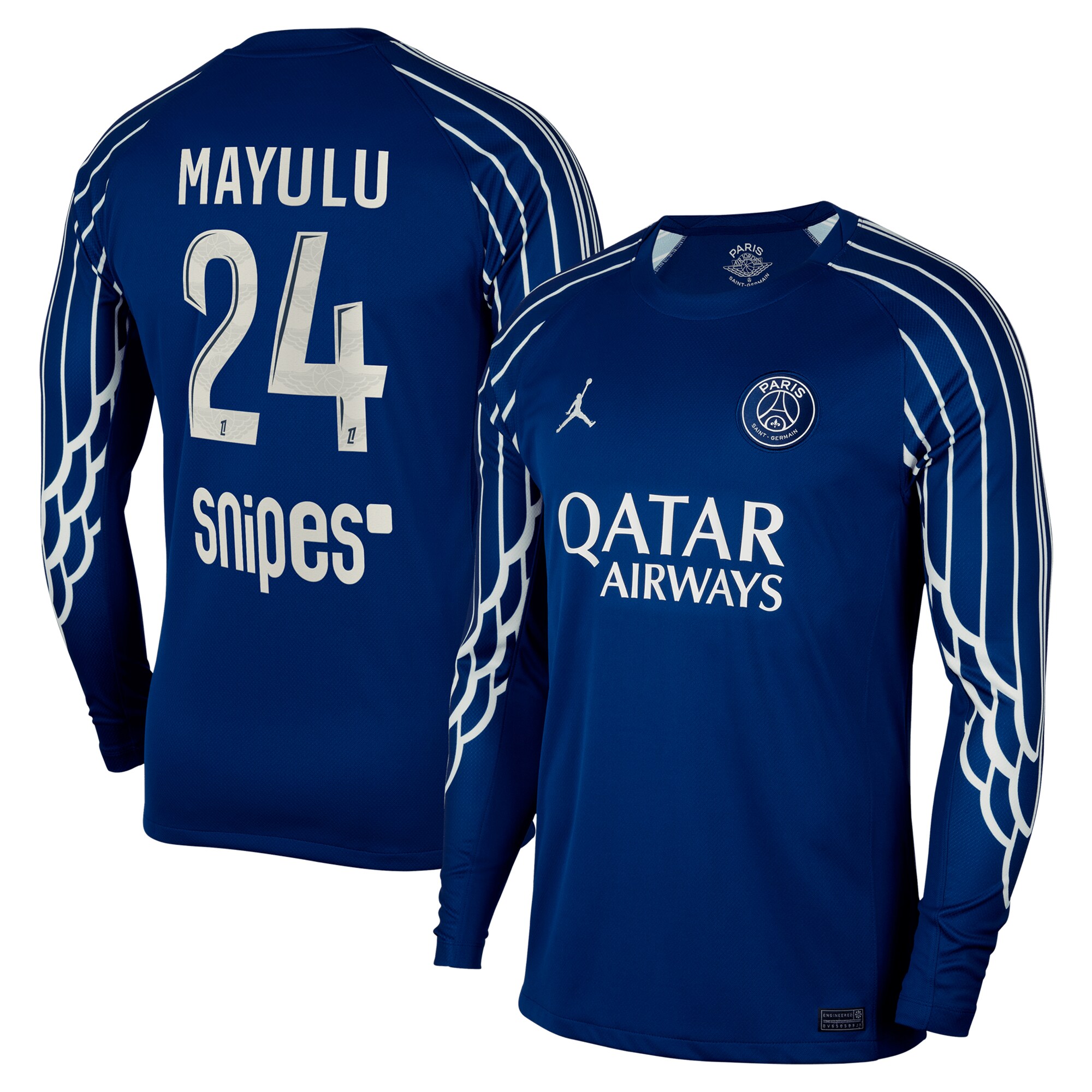 maillot fourth stadium psg jordan 2425 – manches longues avec flocage mayulu 24 Série | Maillots et Vêtements PSG Exclusifs sur PSG Shop
