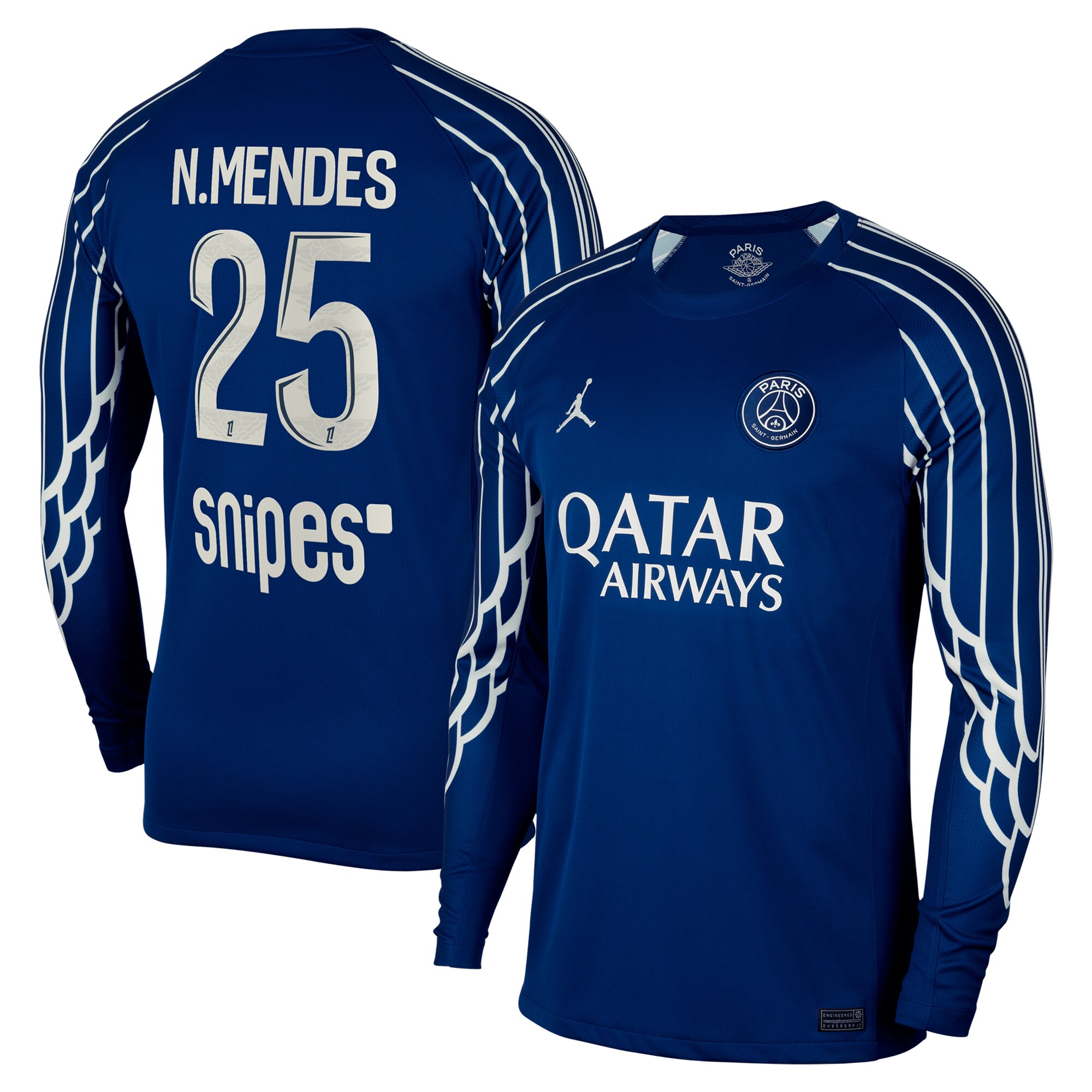 maillot fourth stadium psg jordan 2425 – manches longues avec flocage n.mendes 25 Série | Maillots et Vêtements PSG Exclusifs sur PSG Shop