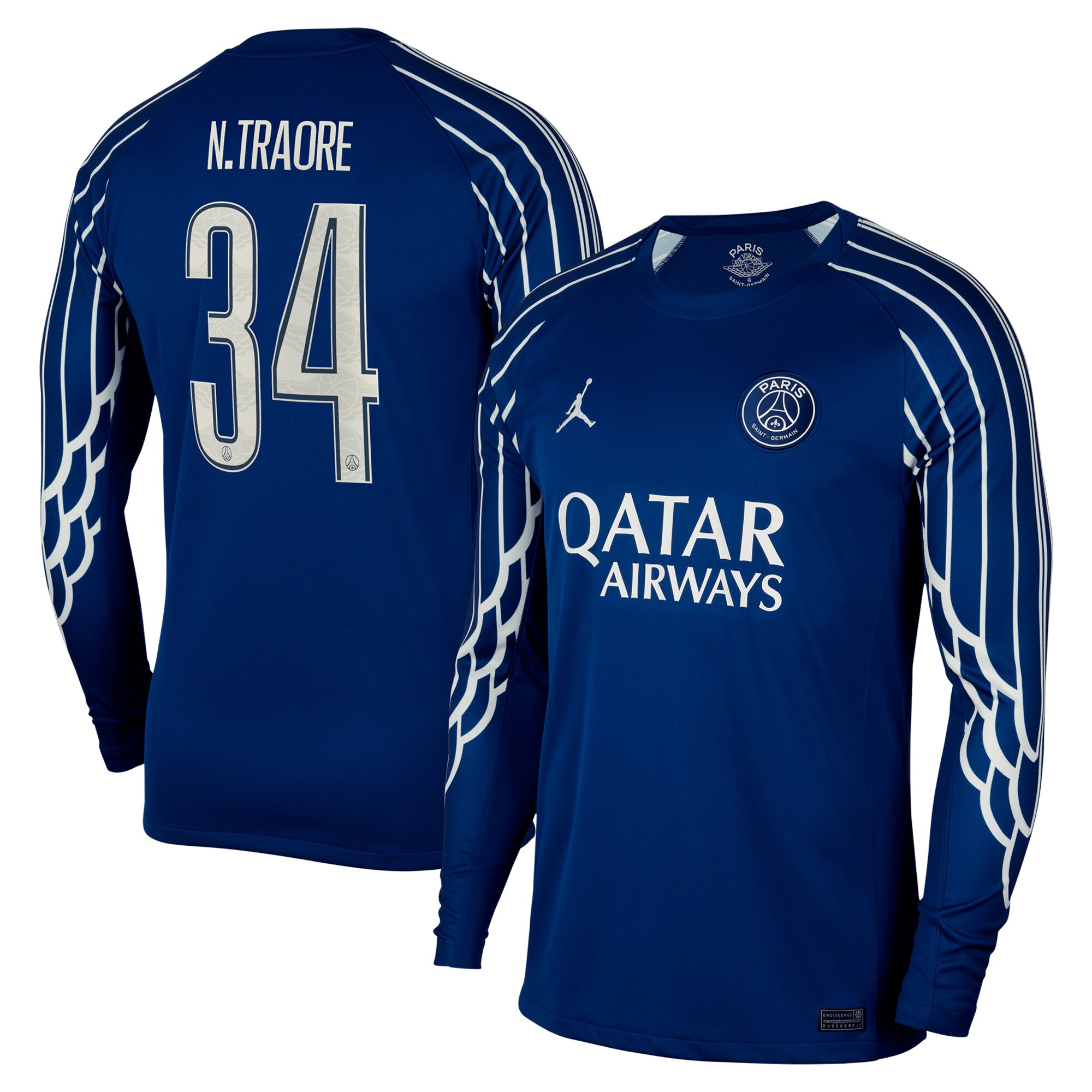 maillot fourth stadium psg jordan 2425 – manches longues avec flocage n.traore 34 Série | Maillots et Vêtements PSG Exclusifs sur PSG Shop