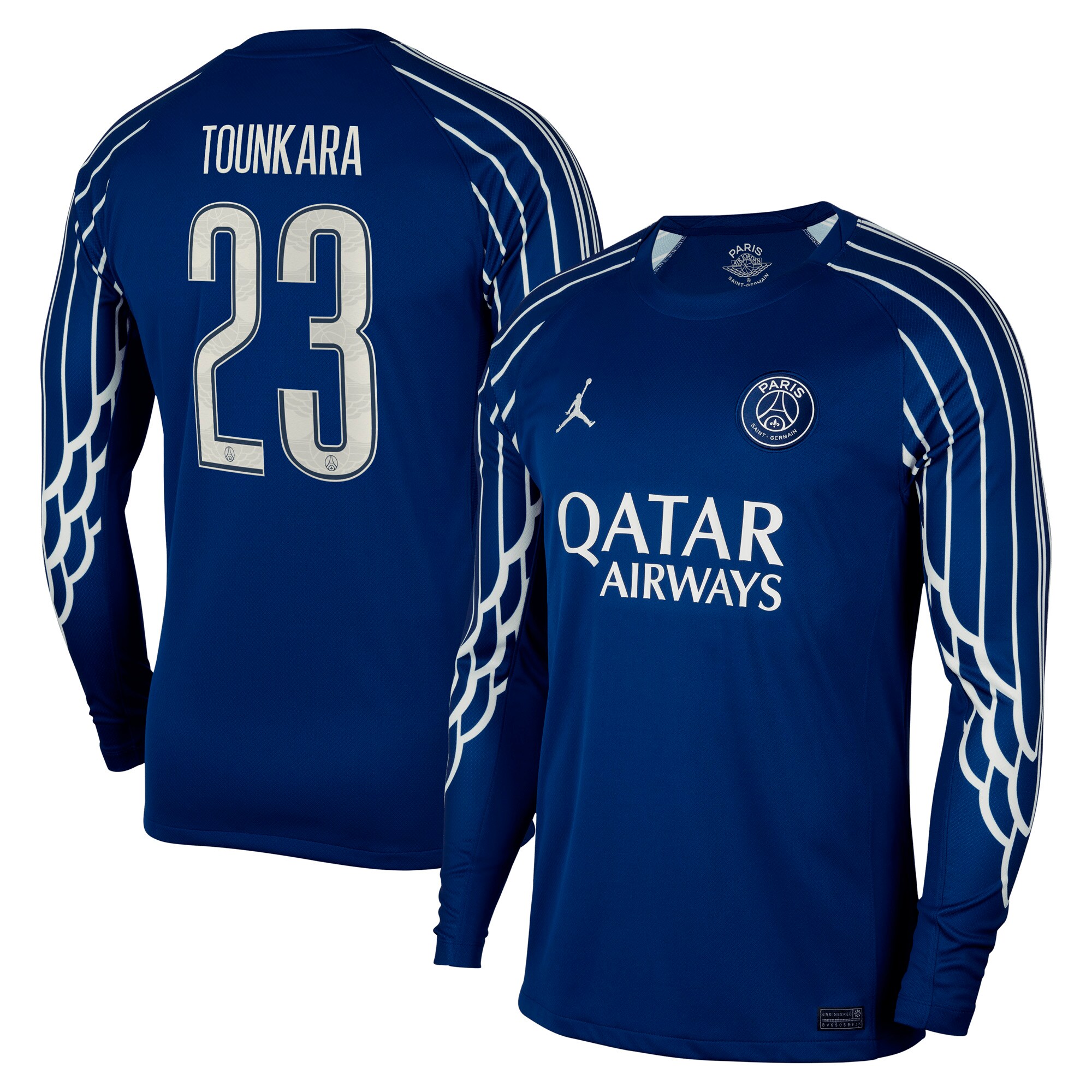 maillot fourth stadium psg jordan 2425 – manches longues avec flocage tounkara 23 Série | Maillots et Vêtements PSG Exclusifs sur PSG Shop