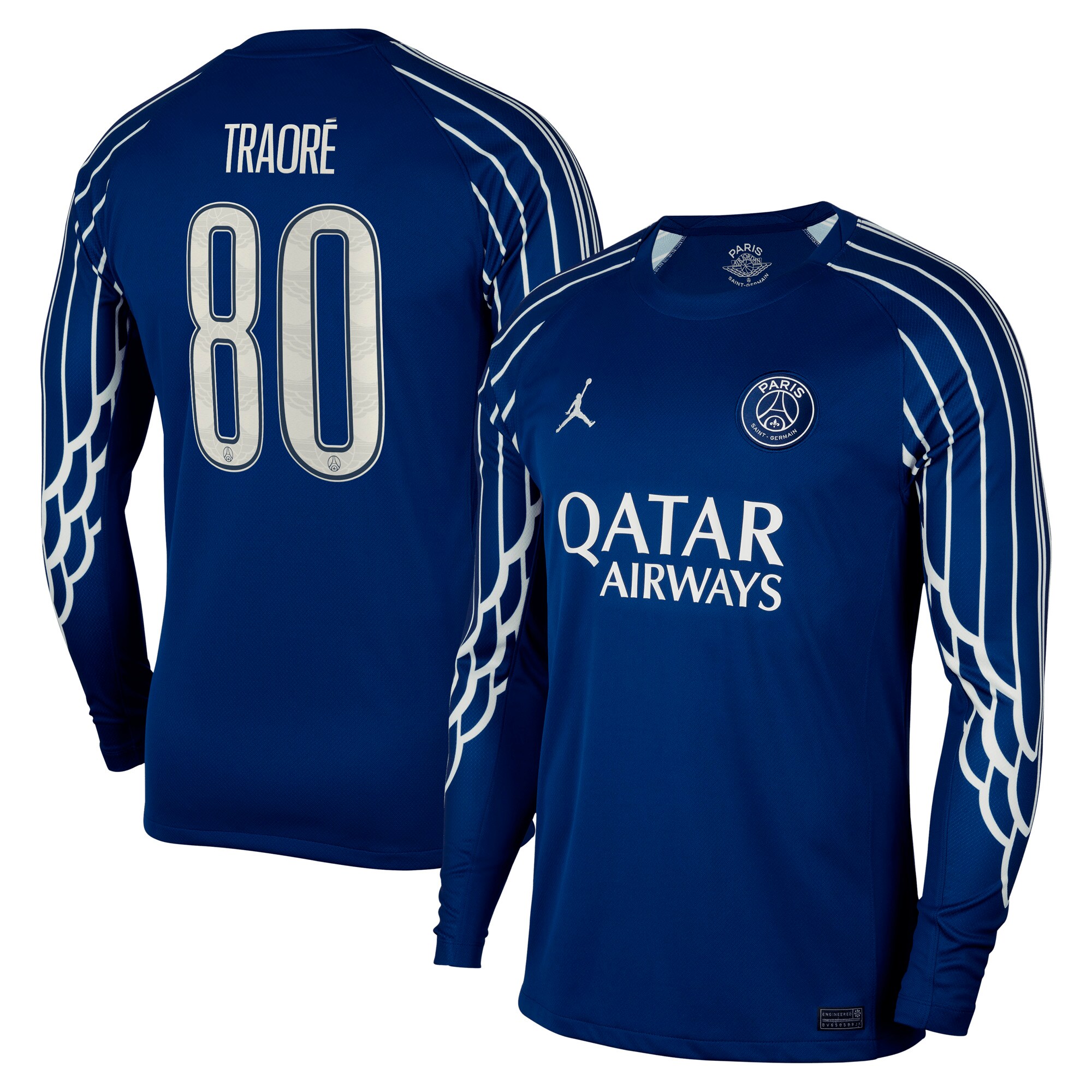 maillot fourth stadium psg jordan 2425 – manches longues avec flocage traore 80 Série | Maillots et Vêtements PSG Exclusifs sur PSG Shop