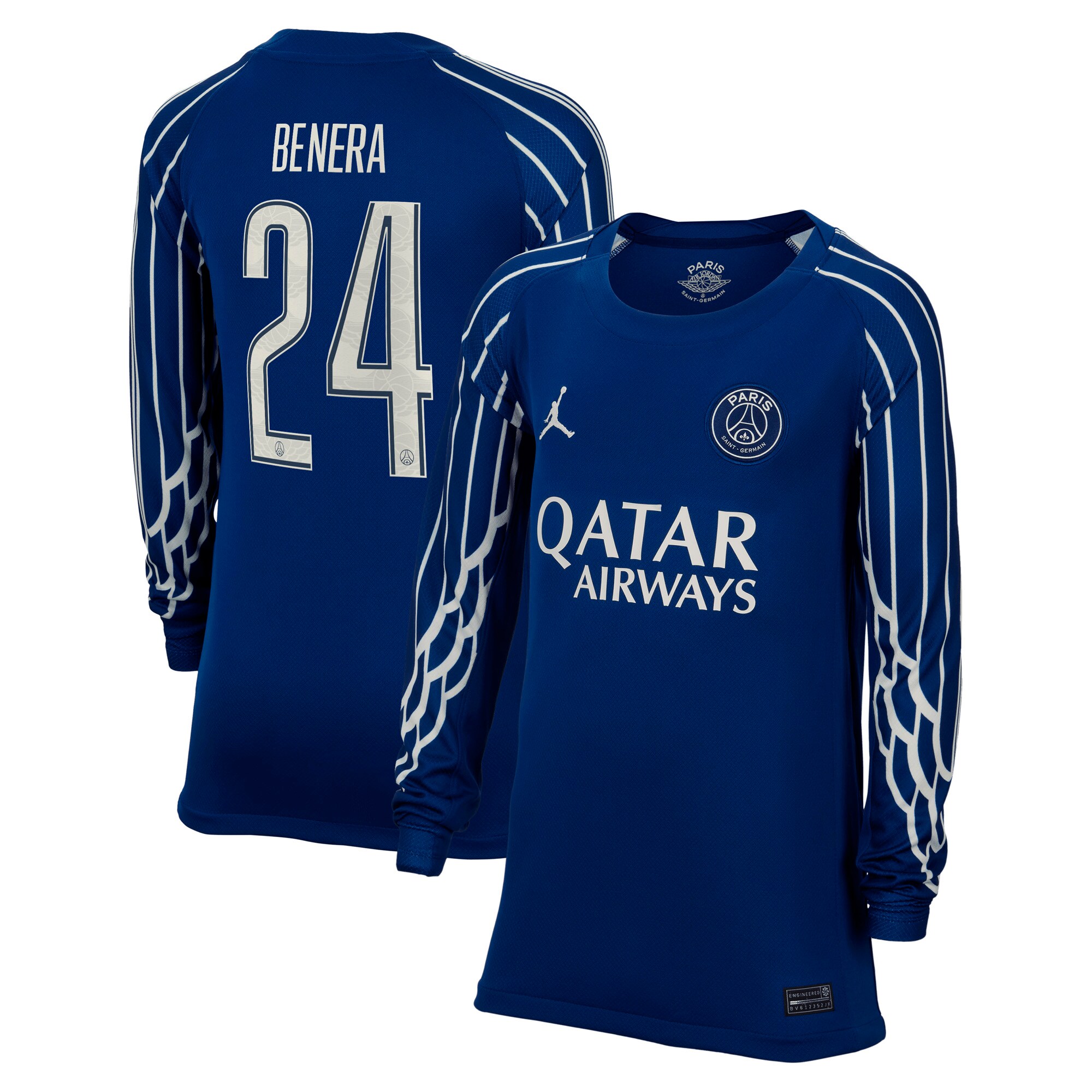 maillot fourth stadium psg jordan 2425 – manches longues – enfant avec flocage benera 24 Série | Maillots et Vêtements PSG Exclusifs sur PSG Shop