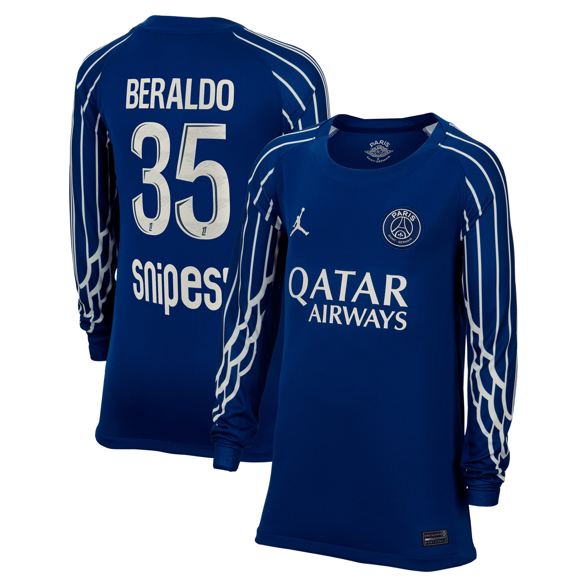 maillot fourth stadium psg jordan 2425 – manches longues – enfant avec flocage beraldo 35 Série | Maillots et Vêtements PSG Exclusifs sur PSG Shop