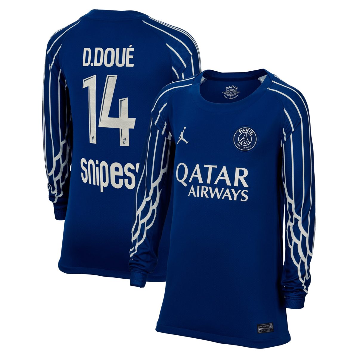 maillot fourth stadium psg jordan 2425 – manches longues – enfant avec flocage d.doue 14 Série | Maillots et Vêtements PSG Exclusifs sur PSG Shop