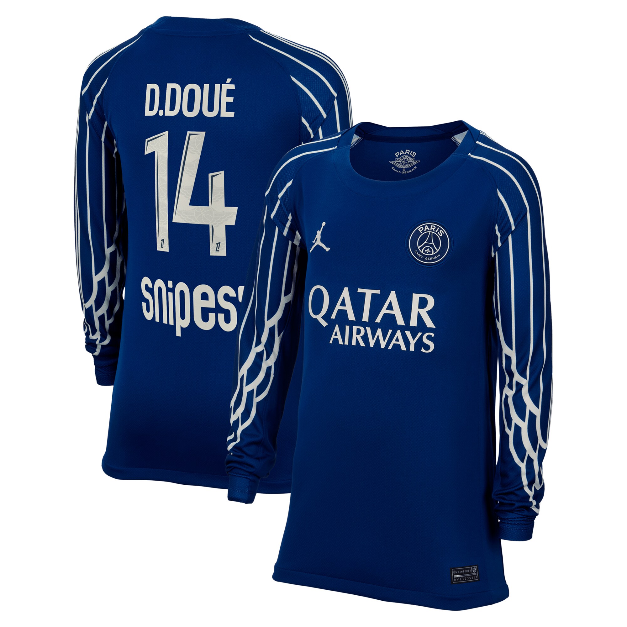 maillot fourth stadium psg jordan 2425 – manches longues – enfant avec flocage d.doue 14 Série | Maillots et Vêtements PSG Exclusifs sur PSG Shop