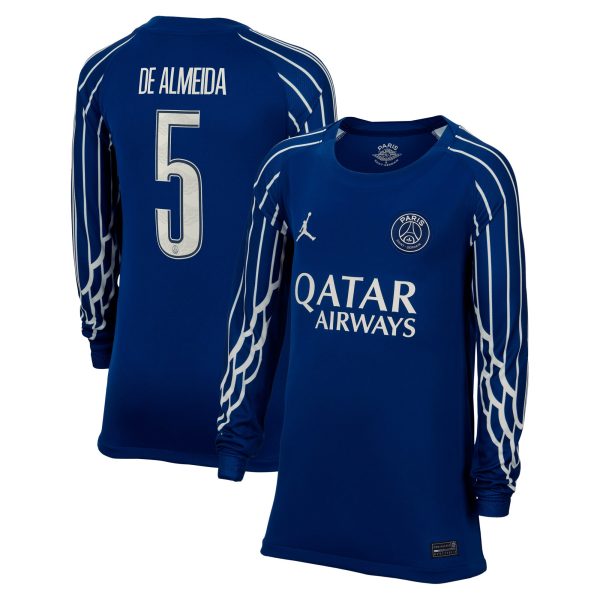 maillot fourth stadium psg jordan 2425 – manches longues – enfant avec flocage de almeida 5 Série | Maillots et Vêtements PSG Exclusifs sur PSG Shop