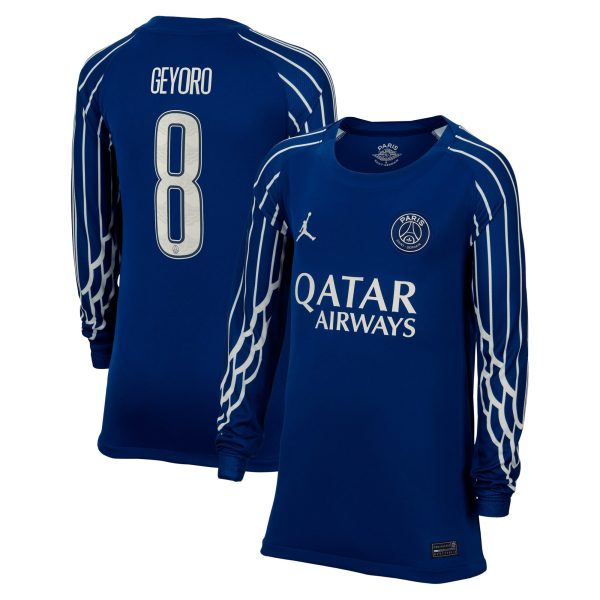 maillot fourth stadium psg jordan 2425 – manches longues – enfant avec flocage geyoro 8 Série | Maillots et Vêtements PSG Exclusifs sur PSG Shop