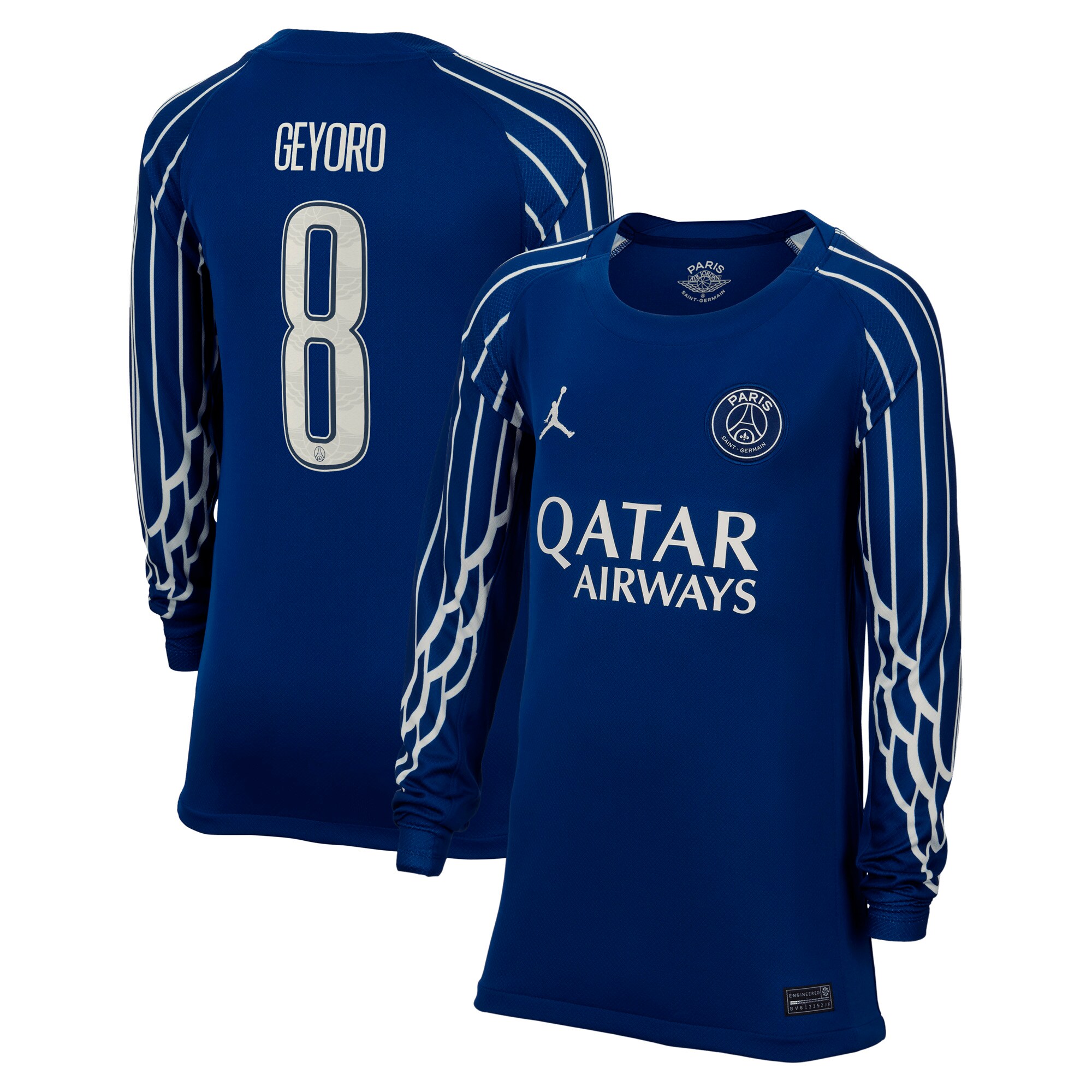 maillot fourth stadium psg jordan 2425 – manches longues – enfant avec flocage geyoro 8 Série | Maillots et Vêtements PSG Exclusifs sur PSG Shop