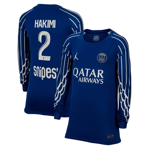 maillot fourth stadium psg jordan 2425 – manches longues – enfant avec flocage hakimi 2 Série | Maillots et Vêtements PSG Exclusifs sur PSG Shop